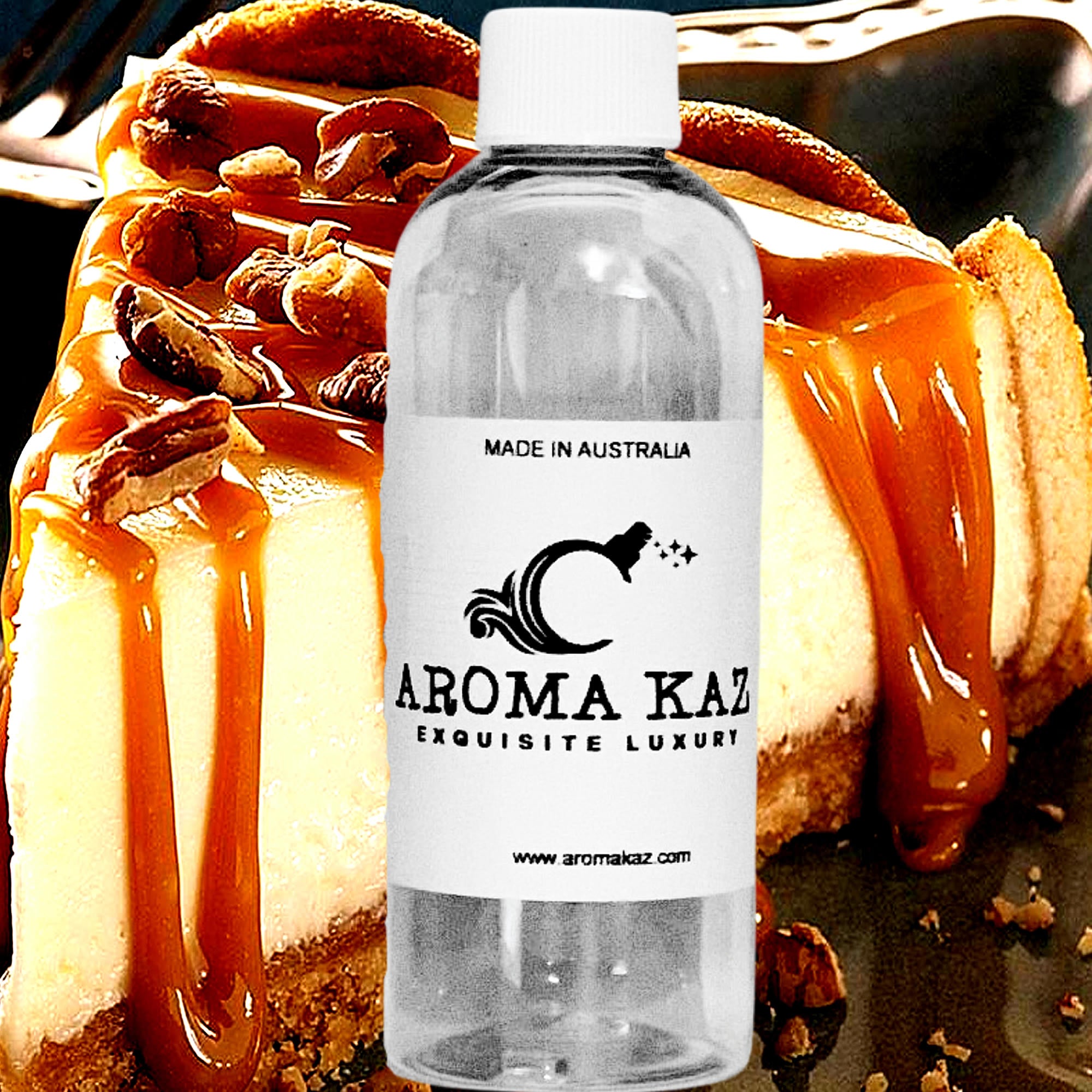 Caramel Cheesecake fragrance oil for candle making, soap making and perfume blending – vegan, cruelty-free featuring creamy caramel dessert aroma, handmade in Australia.