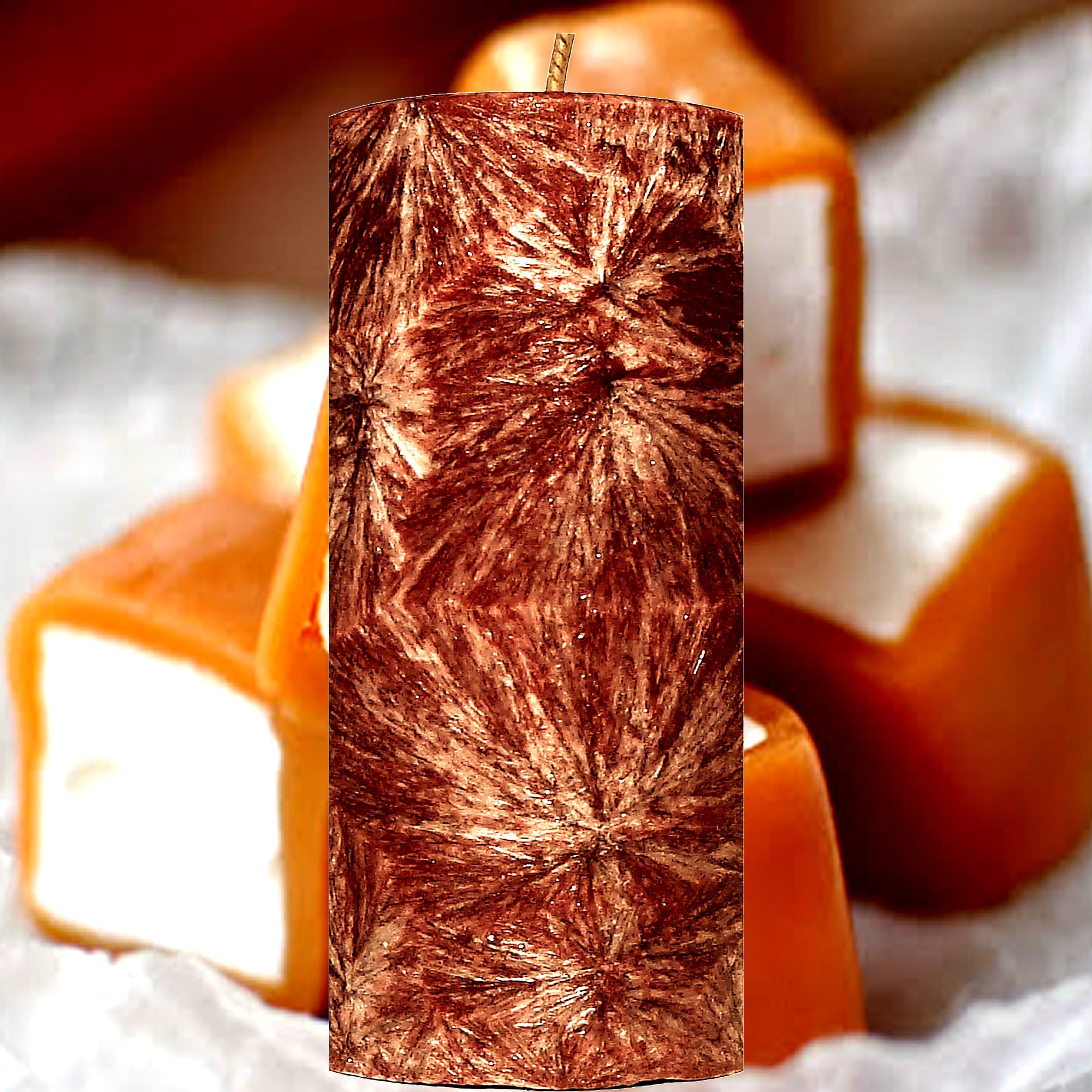 Caramel Marshmallows Pillar Candle – Plant-Based, Eco-Friendly, Vegan, Cruelty Free