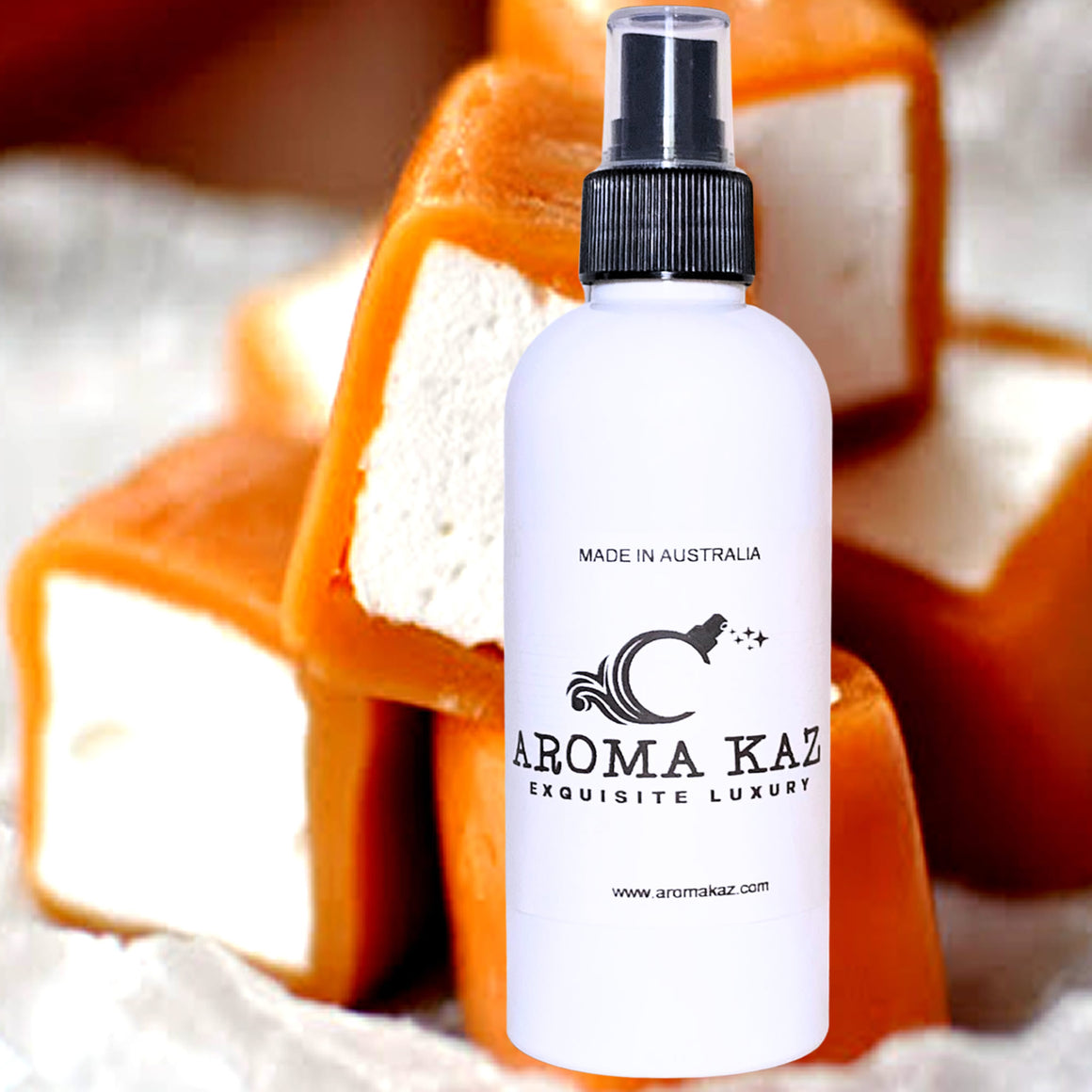 Caramel Marshmallows Body Spray Mist – vegan, cruelty-free body spray featuring sweet caramel and fluffy marshmallow blend, handmade in Australia.