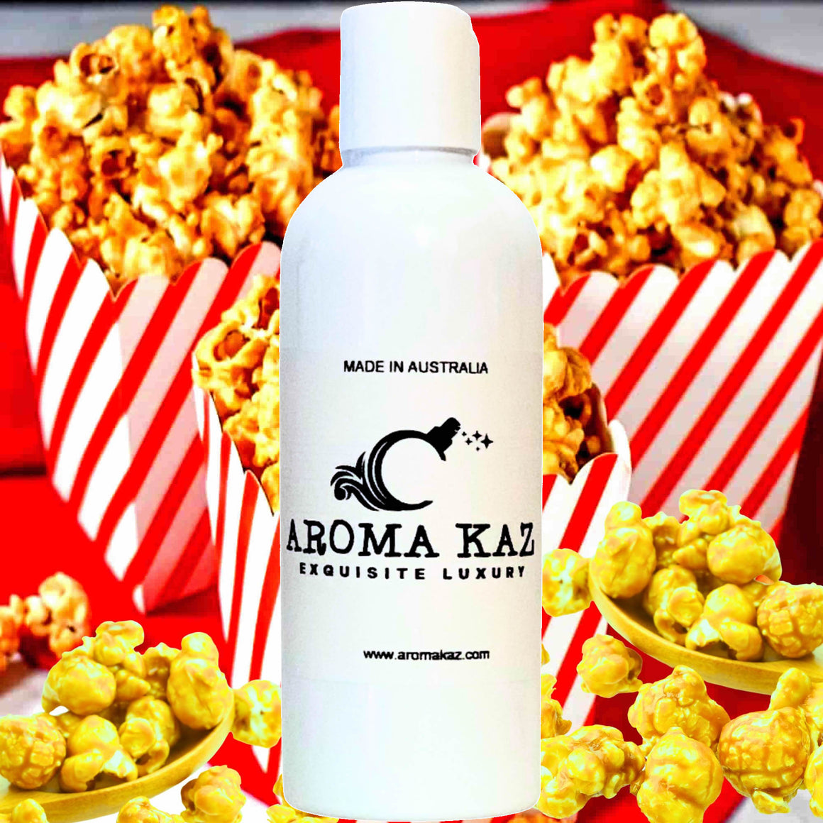 Caramel Popcorn Body Massage Oil – vegan, cruelty-free buttery caramel popcorn aroma, handmade in Australia.