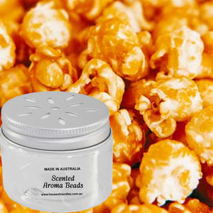 Perles aromatiques parfumées au caramel et au pop-corn pour désodorisant d'ambiance/de voiture