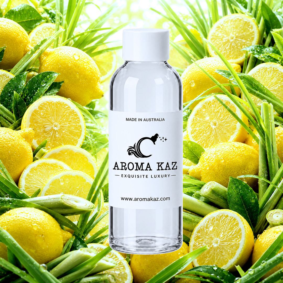 Lemon Citronella fragrance oil for candle making, soap making and perfume blending – vegan, cruelty-free featuring citrus lemons and fresh citronella notes, handmade in Australia.
