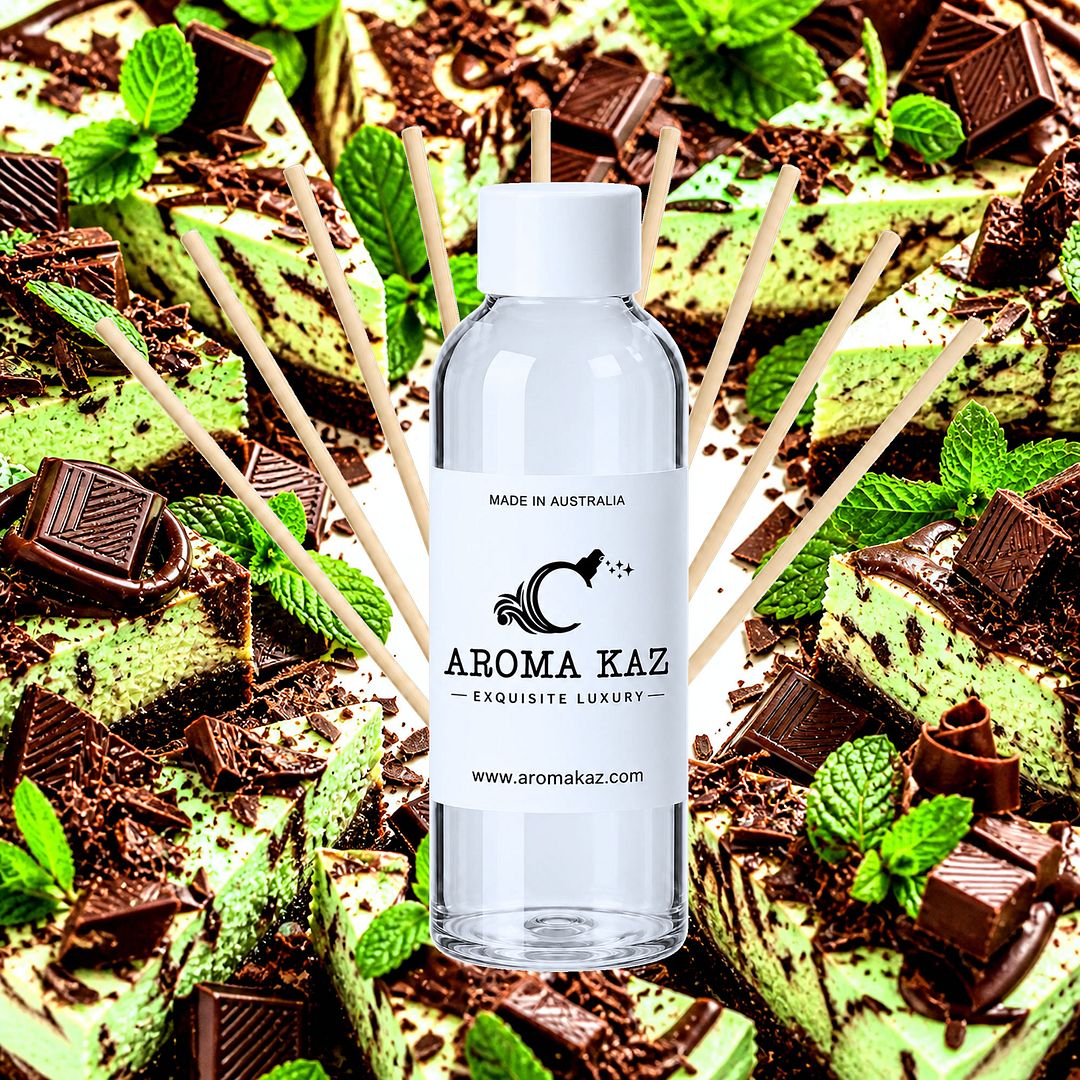 Choc Mint Cheesecake Diffuser Fragrance Oil Refill – vegan, cruelty-free featuring chocolate and peppermint cheesecake fragrance, handmade in Australia.