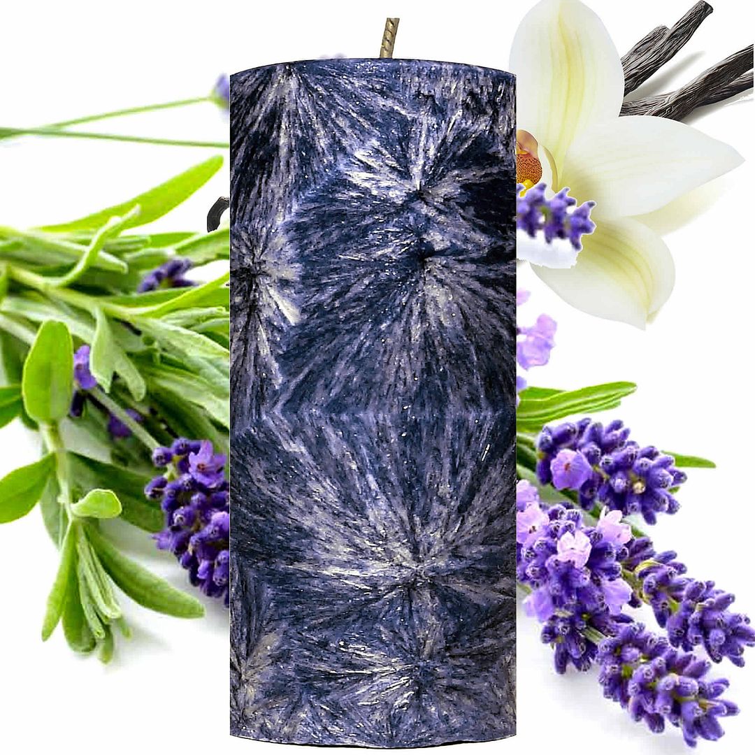 Lavender & Vanilla Scented Palm Wax Pillar Candle Hand Poured