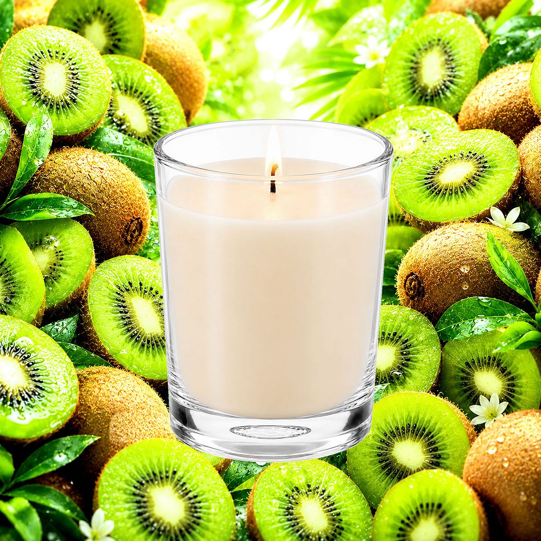 Kiwi Fruit Scented Votive Candles eco soy plant based – vegan, cruelty-free featuring fresh kiwi fruit notes, handmade in Australia.