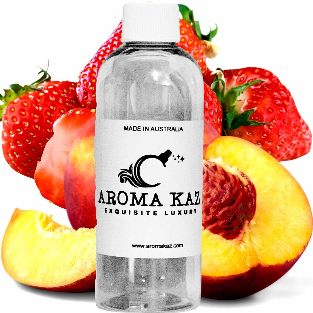 Strawberry Peaches Vegan candle and soap making fragrance oil, cruelty-free and made in Australia. Ideal for DIY crafts, candles, soaps, bath body and home fragrance projects.