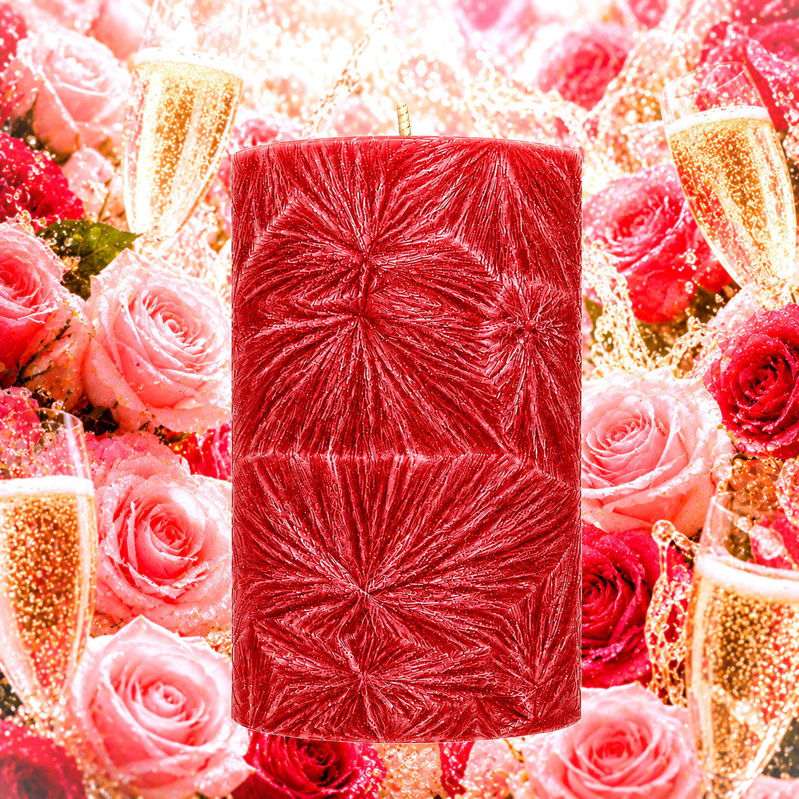 Champagne Roses Pillar Candle