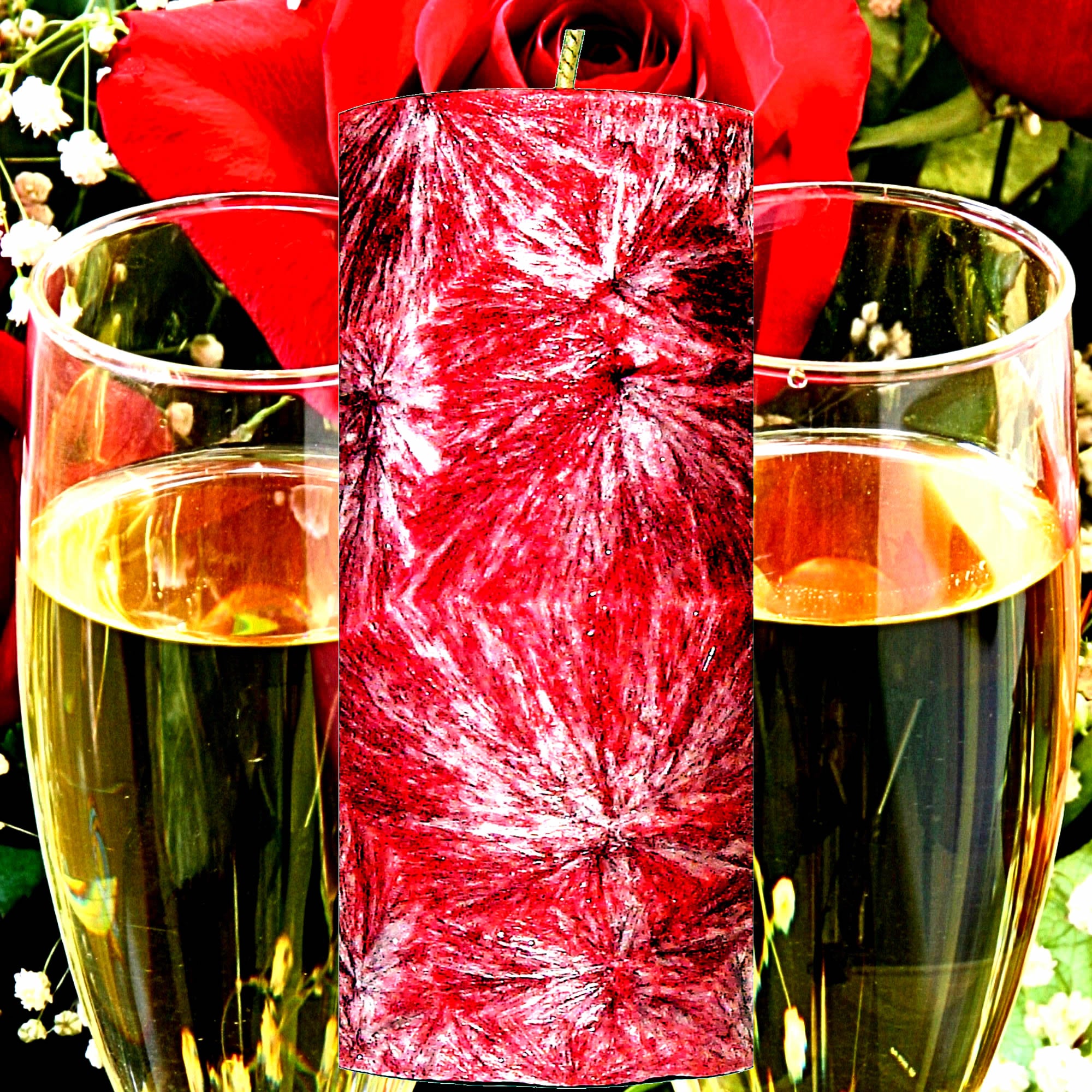 Champagne Roses Pillar Candle – Plant-Based, Eco-Friendly, Vegan, Cruelty Free