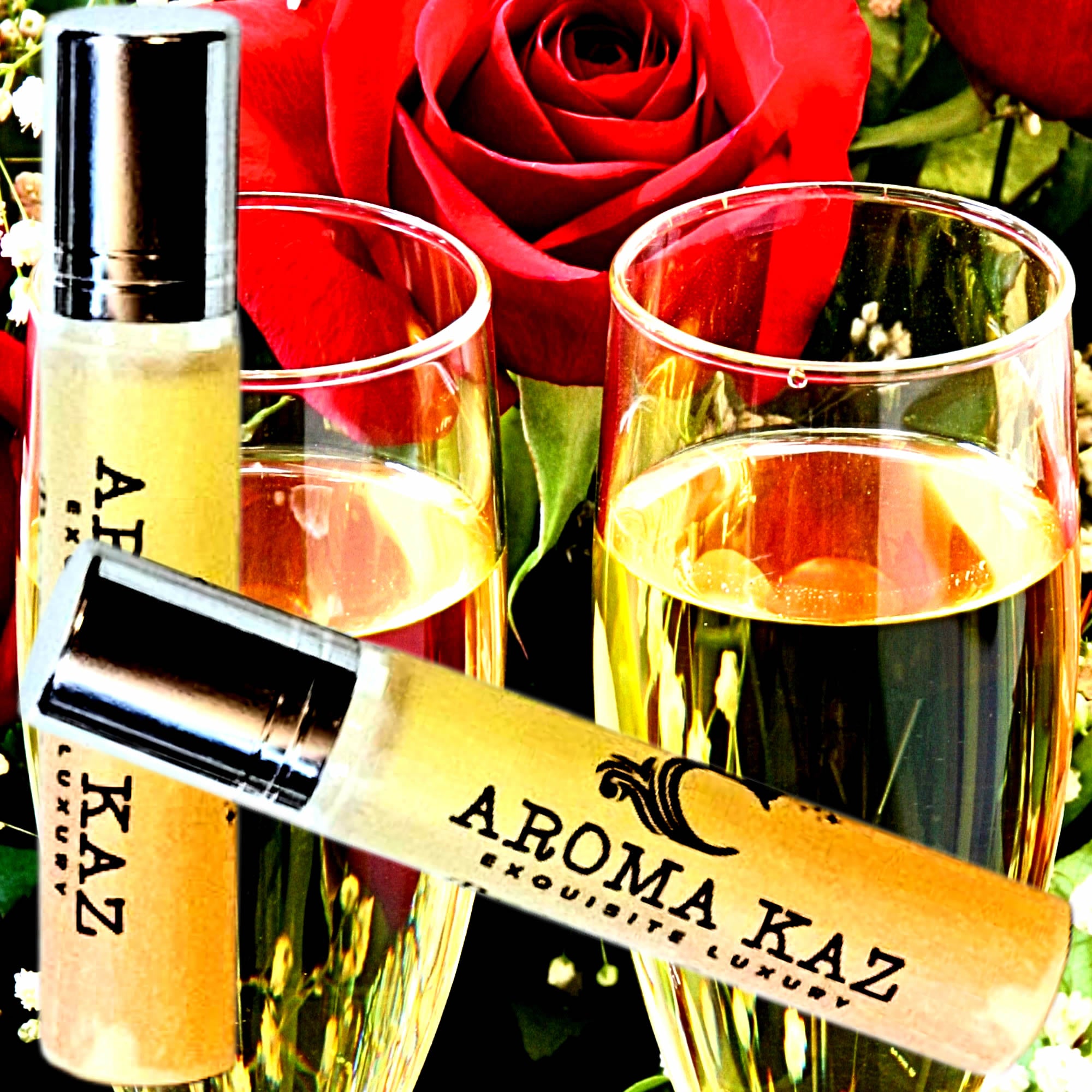 Champagne Roses Fragrance Roll On – vegan, cruelty-free perfume roll on featuring sparkling rose floral aroma, handmade in Australia.