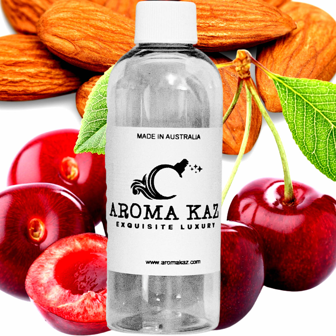 Cherry Almond fragrance oil for candle making, soap making and perfume blending – vegan, cruelty-free featuring sweet cherry and nutty almond blend, handmade in Australia.