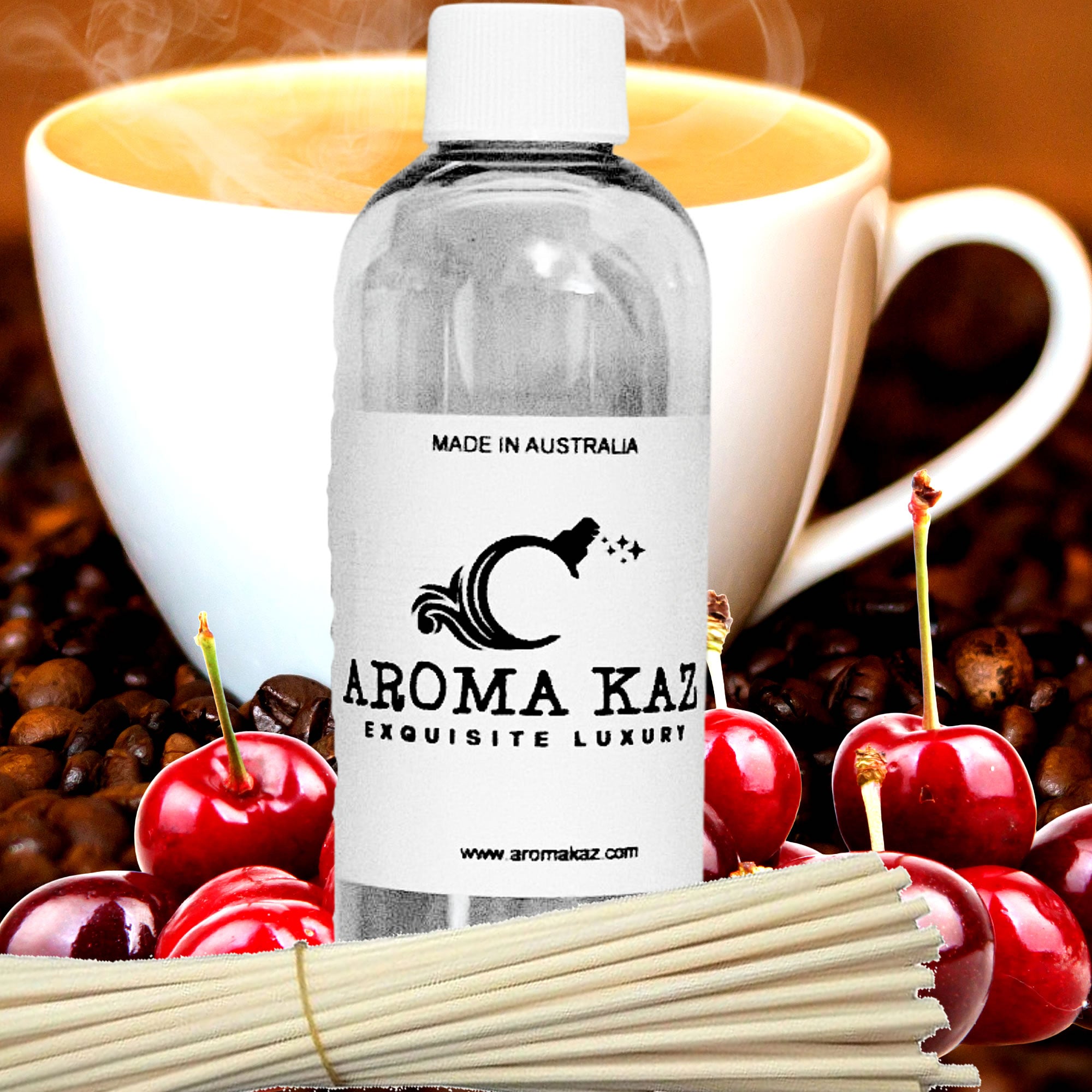 Cherry Coffee Diffuser Fragrance Oil with Reeds – Vegan Cruelty-Free Home Aroma