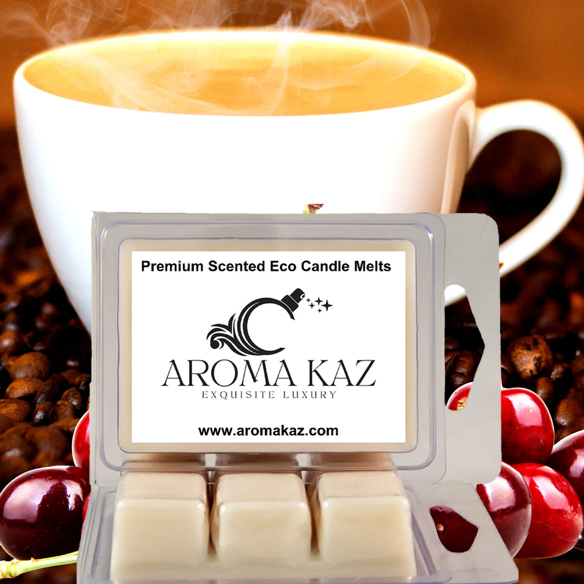 Cherry Coffee eco soy wax melts – vegan, cruelty-free featuring bold coffee with sweet cherry notes, handmade in Australia.