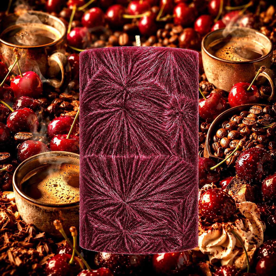 Cherry Coffee Pillar Candle