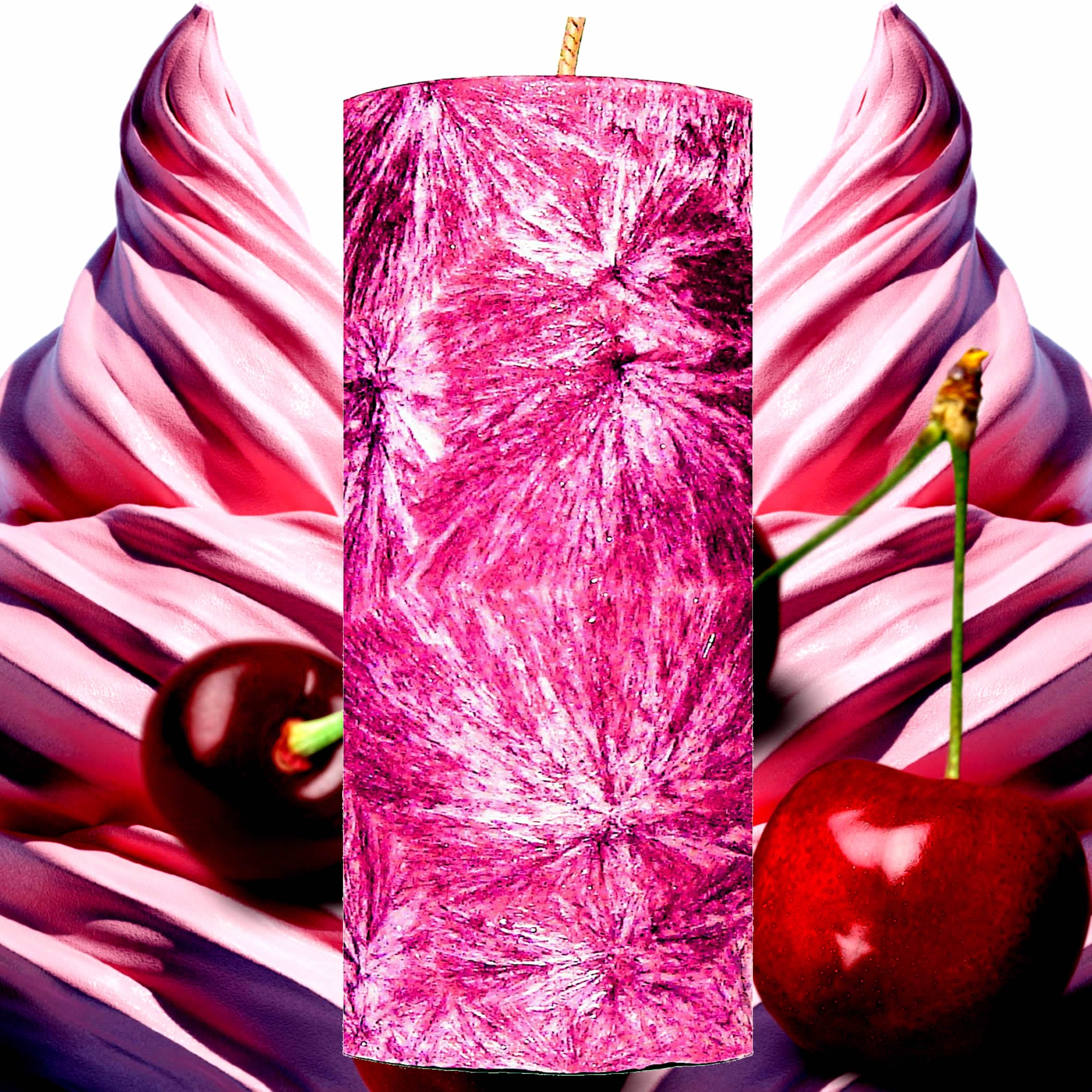 Cherry Musk Vanilla Pillar Candle – Plant-Based, Eco-Friendly, Vegan, Cruelty Free