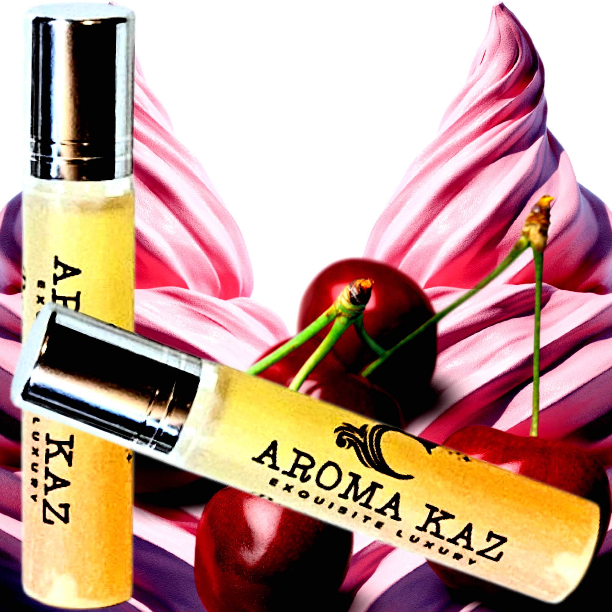 Cherry Musk Vanilla Fragrance Roll On – vegan, cruelty-free perfume roll on featuring cherry, vanilla and pink sugar musk blend, handmade in Australia.