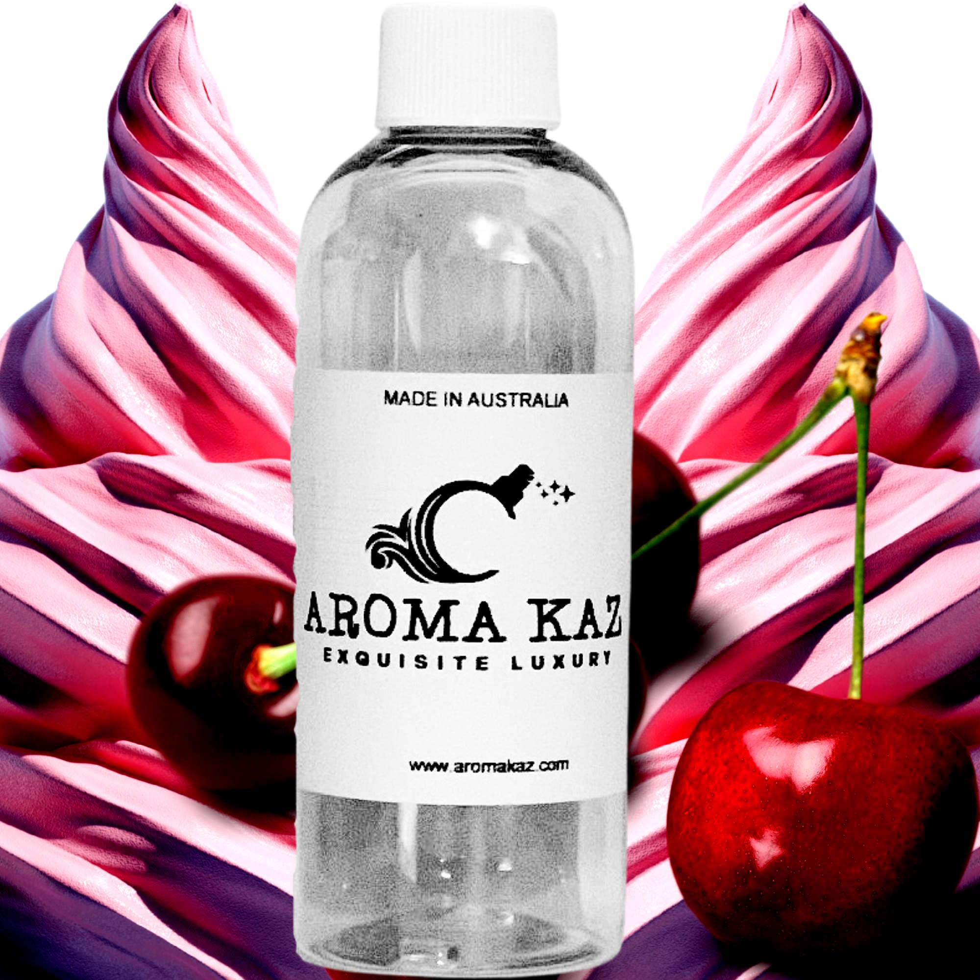 Cherry Musk Vanilla fragrance oil for candle making, soap making and perfume blending – vegan, cruelty-free featuring cherry, vanilla and pink sugar musk blend, handmade in Australia.