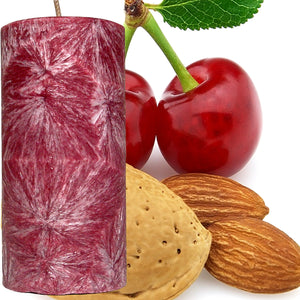 Cherry Almond Vanilla Scented Palm Wax Pillar Candle Hand Poured