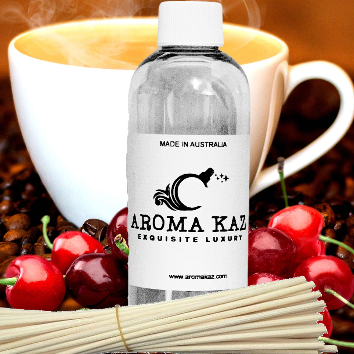 Cherry Coffee Diffuser Fragrance Oil with Reeds – Vegan Cruelty-Free Home Aroma