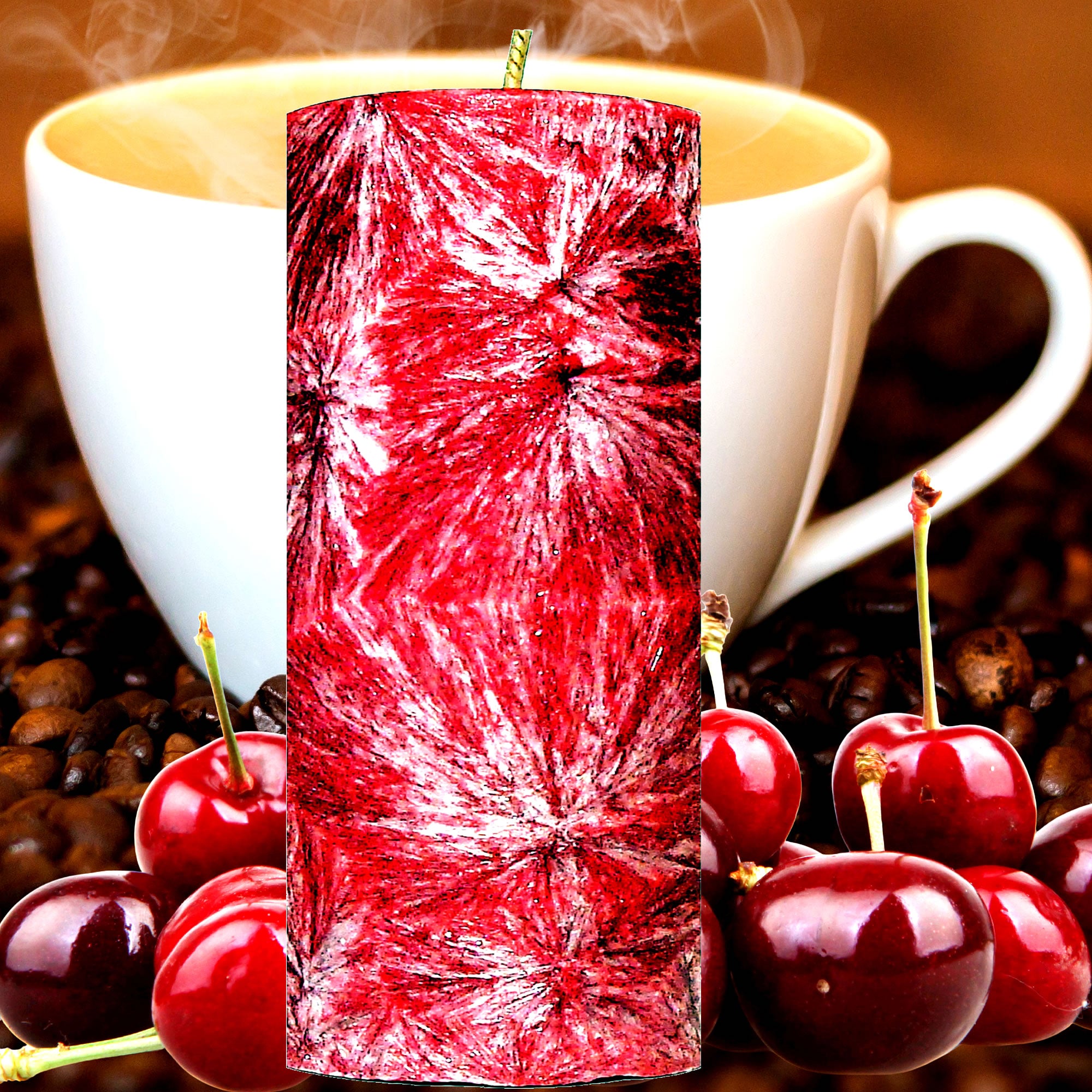Cherry Coffee Pillar Candle – Plant-Based, Eco-Friendly, Vegan, Cruelty Free