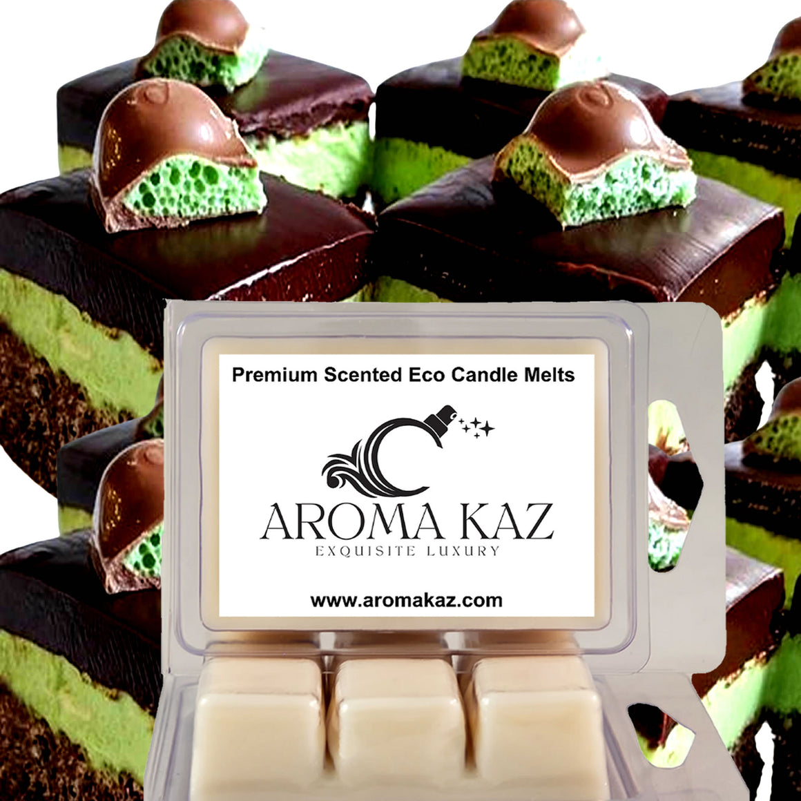 Choc Mint Cheesecake eco soy wax melts – vegan, cruelty-free featuring chocolate and peppermint cheesecake fragrance, handmade in Australia.