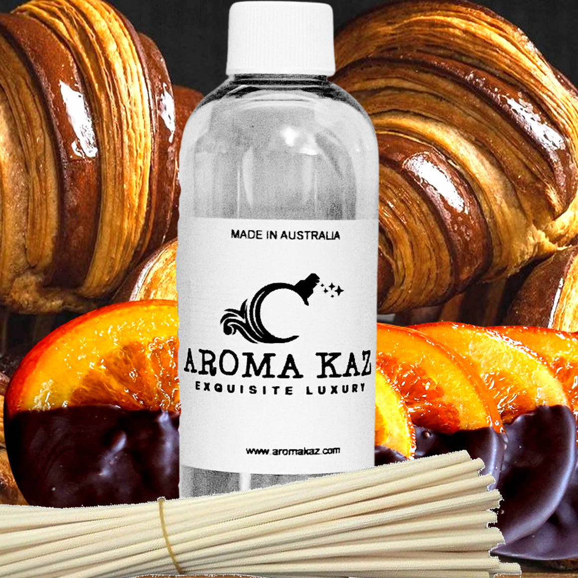 Choc Orange Croissants Diffuser Fragrance Oil with Reeds – Vegan Cruelty-Free Home Aroma