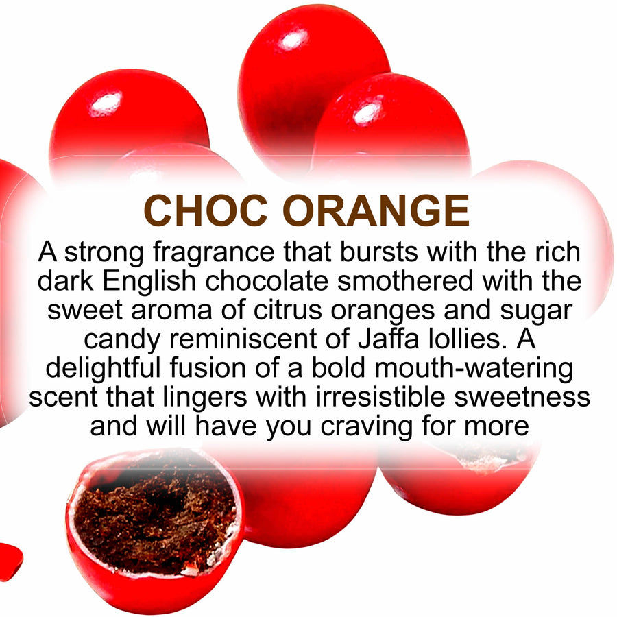 Choc Orange Jaffa fragrance oil for candle making, soap making and perfume blending – vegan, cruelty-free featuring chocolate and orange candy aroma, handmade in Australia.