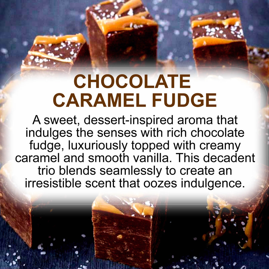 Chocolate Caramel Fudge eco soy wax melts – vegan, cruelty-free featuring decadent chocolate and caramel fudge fragrance, handmade in Australia.