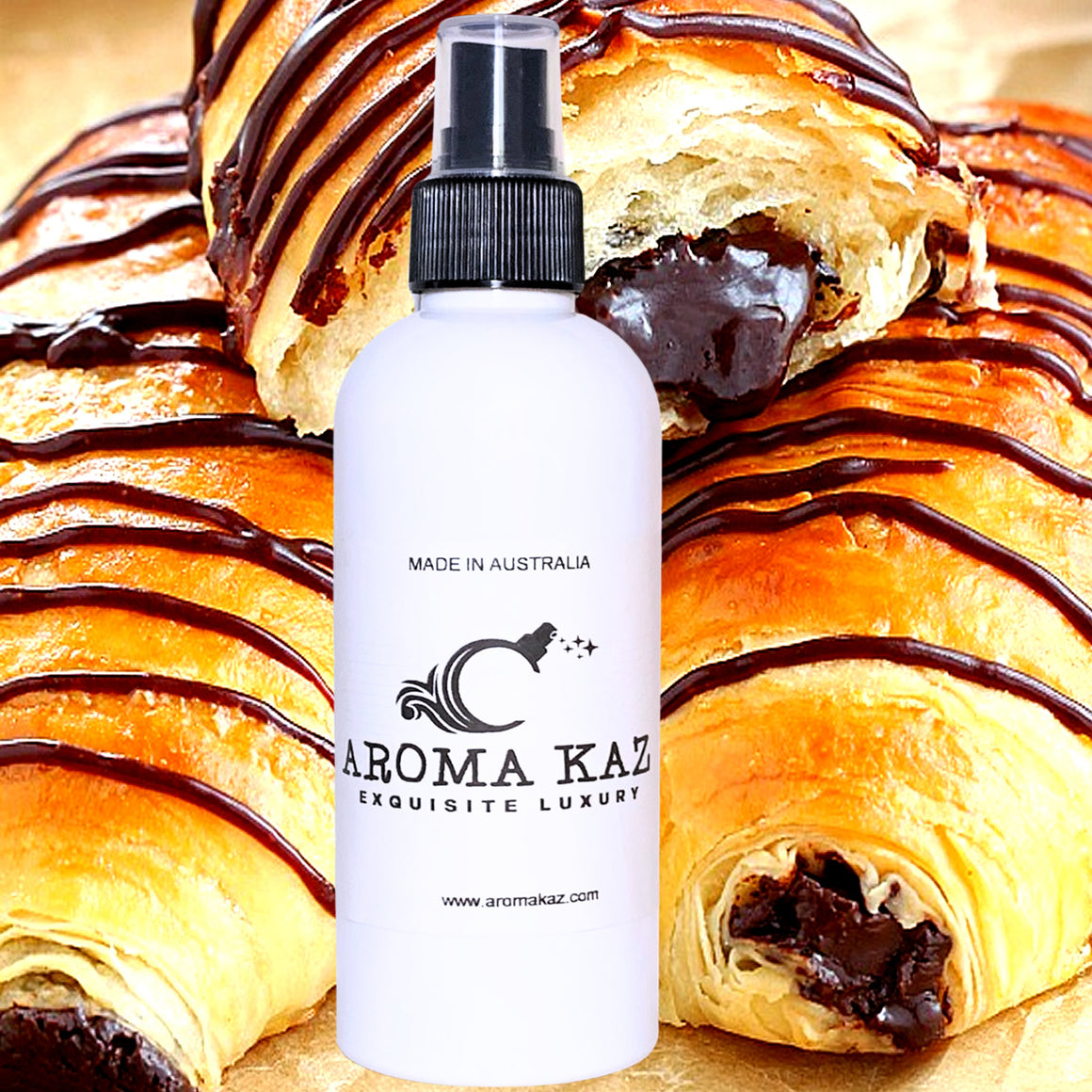 Chocolate Croissants Body Spray Mist – vegan, cruelty-free body spray featuring warm buttery pastry and chocolate aroma, handmade in Australia.