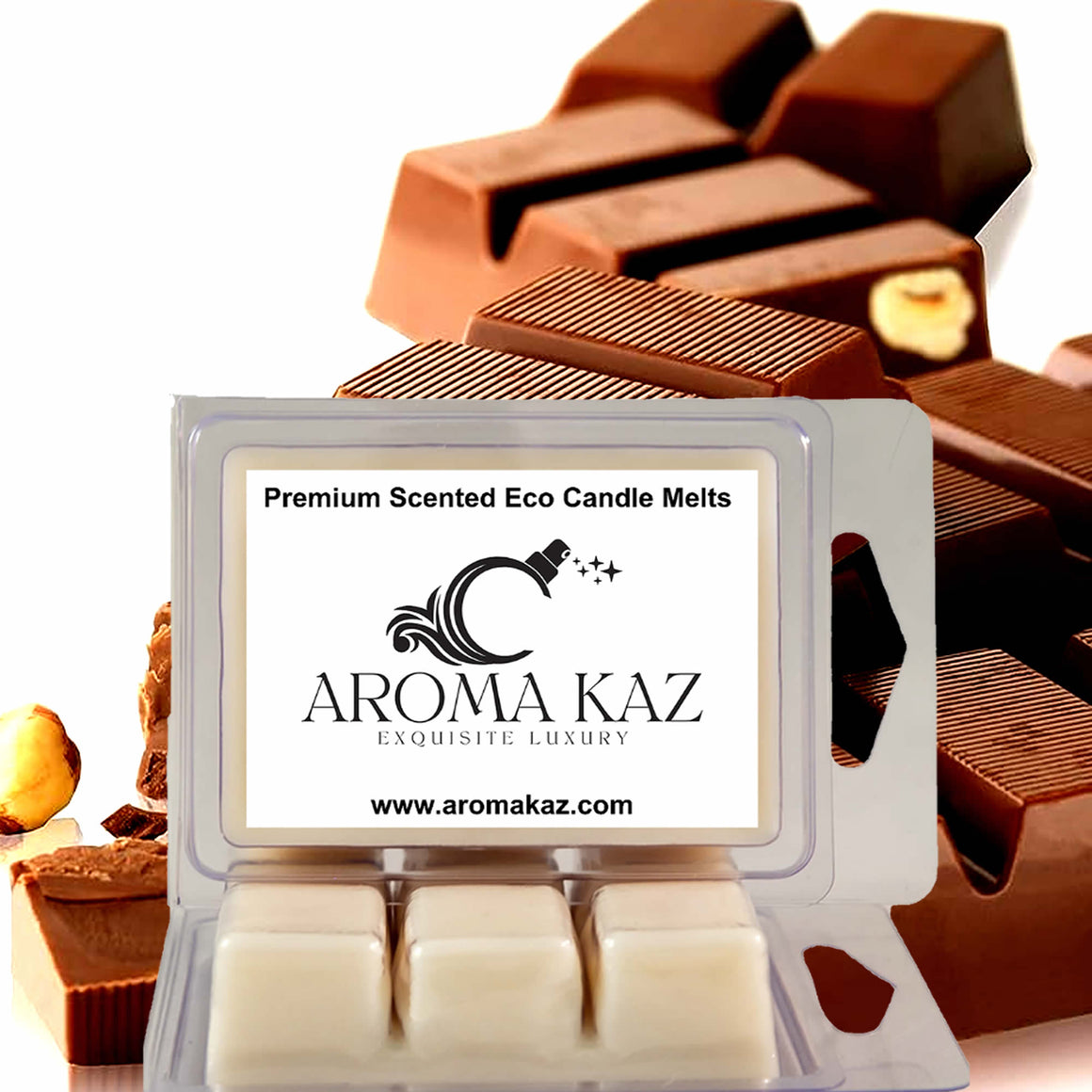Chocolate Hazelnut eco soy wax melts – vegan, cruelty-free featuring creamy chocolate and toasted hazelnut fragrance, handmade in Australia.