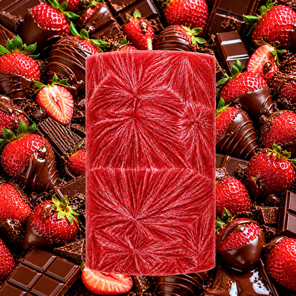 Chocolate Strawberries Pillar Candle