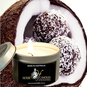 Chocolate Coconut Scented Eco Soy Tin Candles