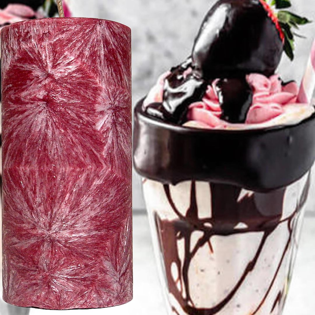 Chocolate Strawberry Milkshake Scented Palm Wax Pillar Candle