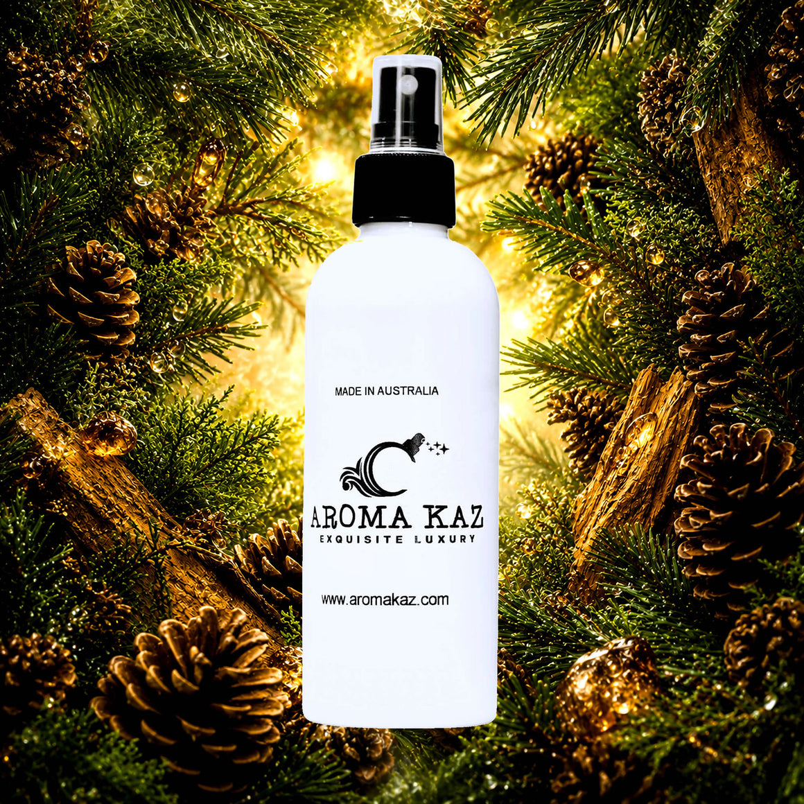 Christmas Balsam Room Linen Car Air Freshener Spray Deodoriser eco-friendly vegan, cruelty-free body fragrance featuring festive evergreen balsam aroma, made in Australia.