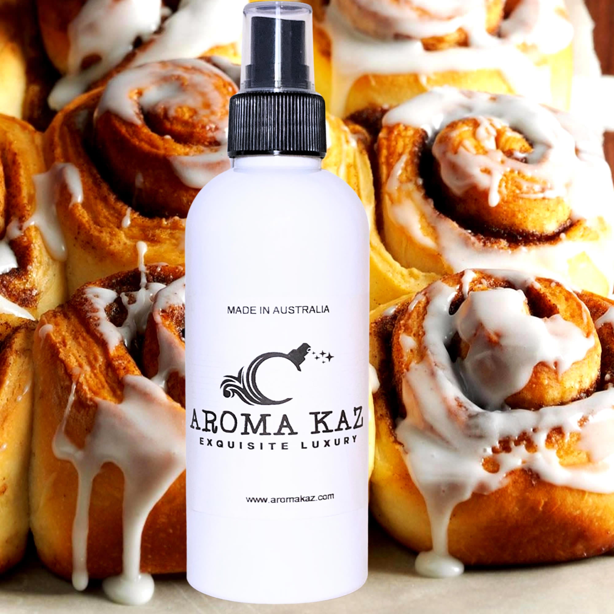 Cinnamon Buns Body Spray Mist – vegan, cruelty-free body spray featuring warm baked cinnamon aroma, handmade in Australia.