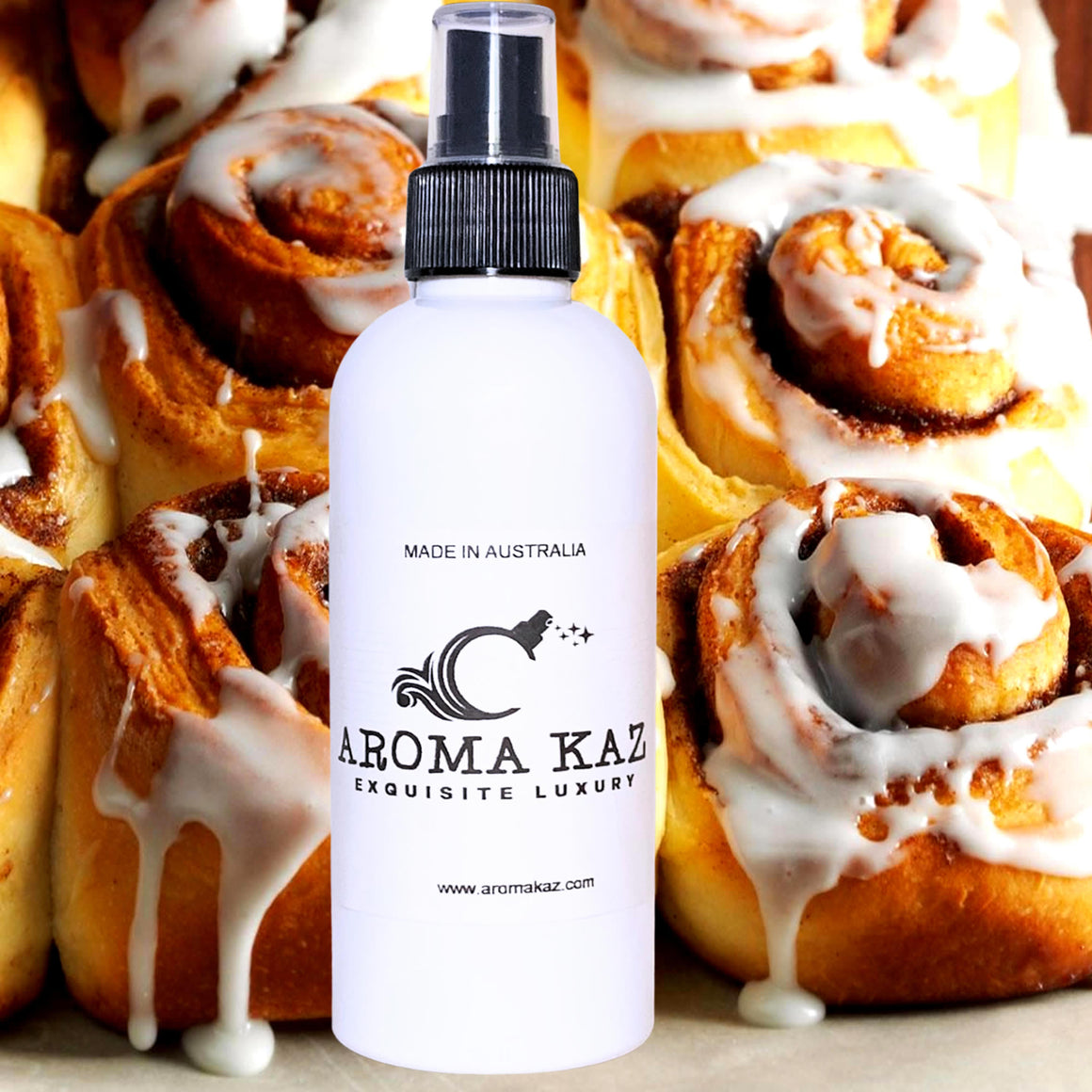 Cinnamon Buns Body Spray Mist – vegan, cruelty-free body spray featuring warm baked cinnamon aroma, handmade in Australia.