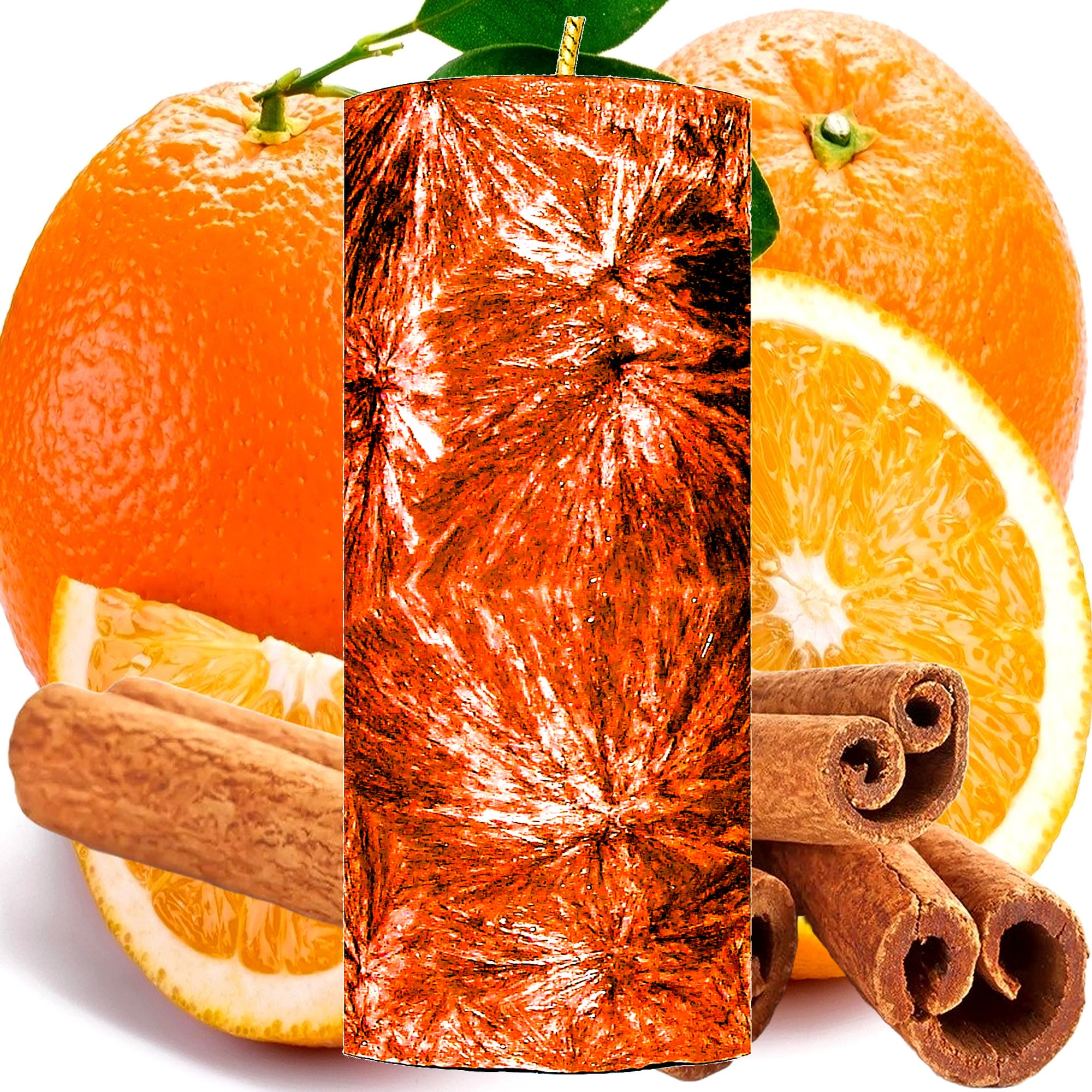 Cinnamon & Sweet Orange Pillar Candle – Plant-Based, Eco-Friendly, Vegan, Cruelty Free