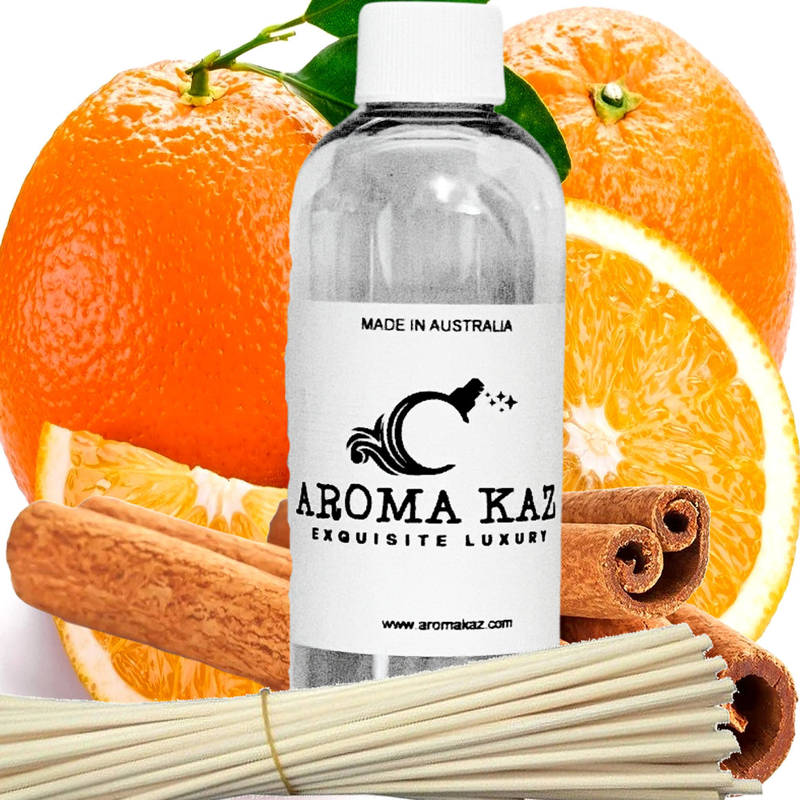 Cinnamon & Sweet Orange Diffuser Fragrance Oil with Reeds – Vegan Cruelty-Free Home Aroma