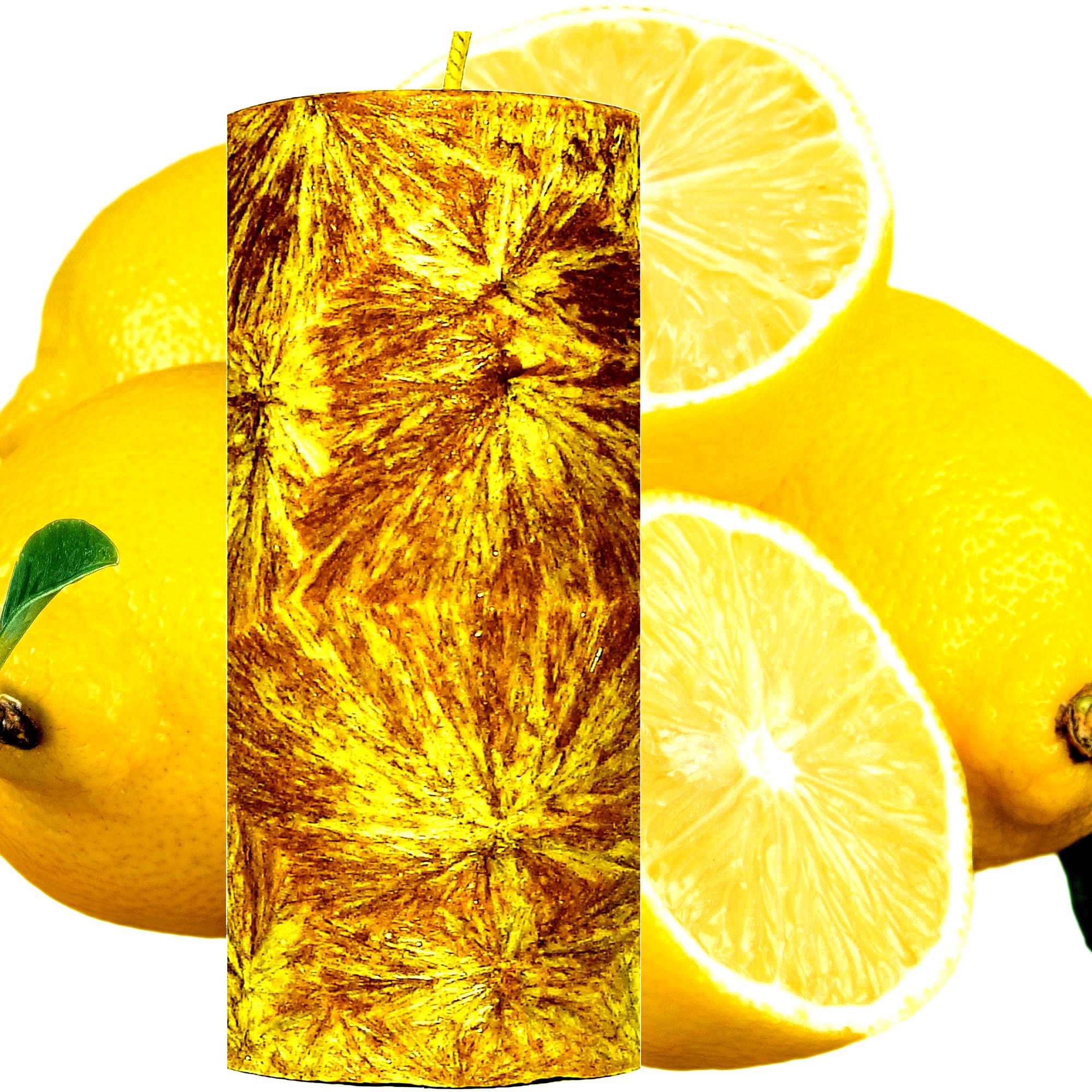Citrus Lemons Pillar Candle – Plant-Based, Eco-Friendly, Vegan, Cruelty Free