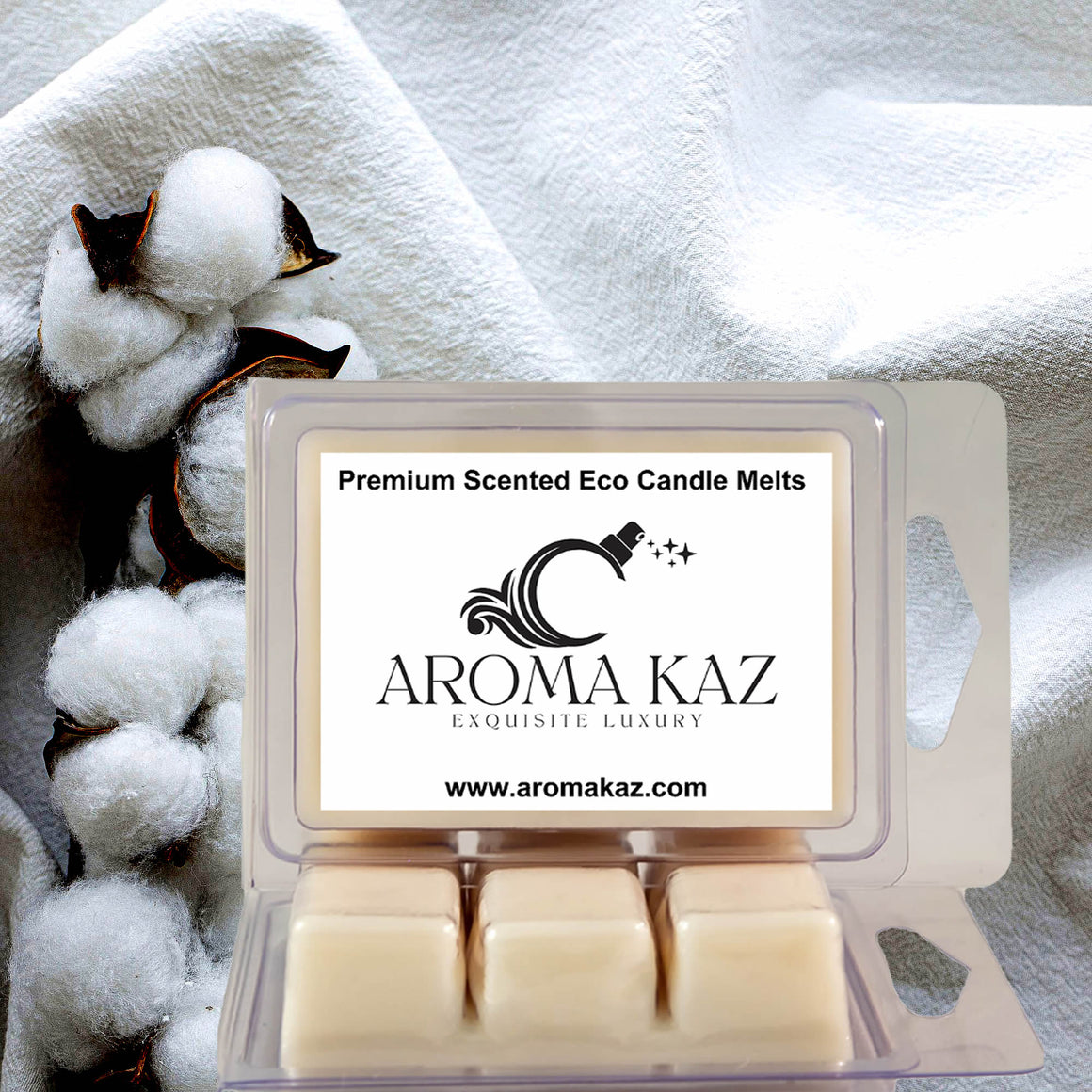 Clean Cotton eco soy wax melts – vegan, cruelty-free featuring fresh laundry cotton aroma, handmade in Australia.