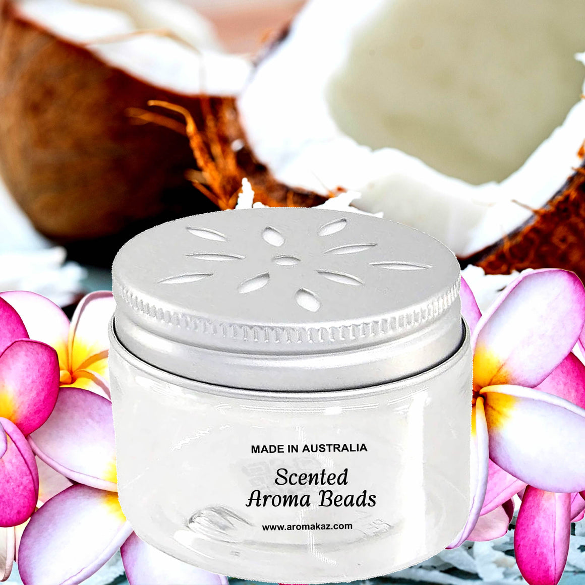 Coconut Frangipani Air Freshener Aroma Beads - Room, Car, Pantry, Pet Areas, Linen