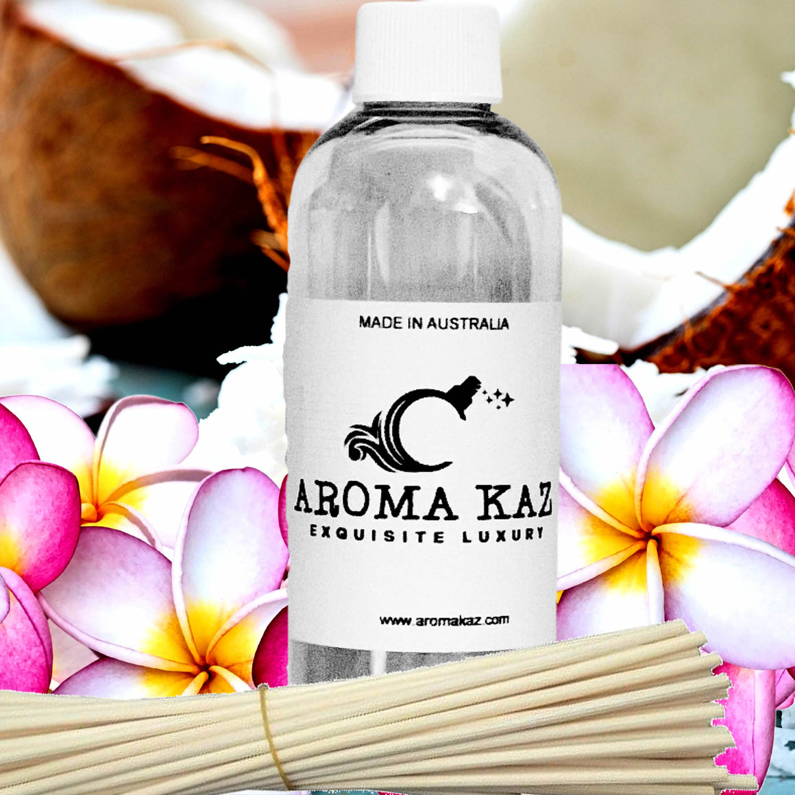 Coconut Frangipani Diffuser Fragrance Oil with Reeds – Vegan Cruelty-Free Home Aroma