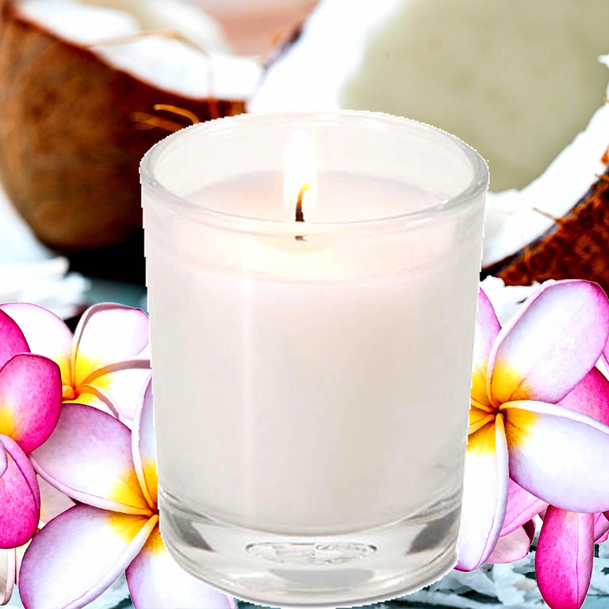 Coconut Frangipani Eco Soy Votive Candles – Clean Burn, Plant-Based, Vegan & Pet Safe