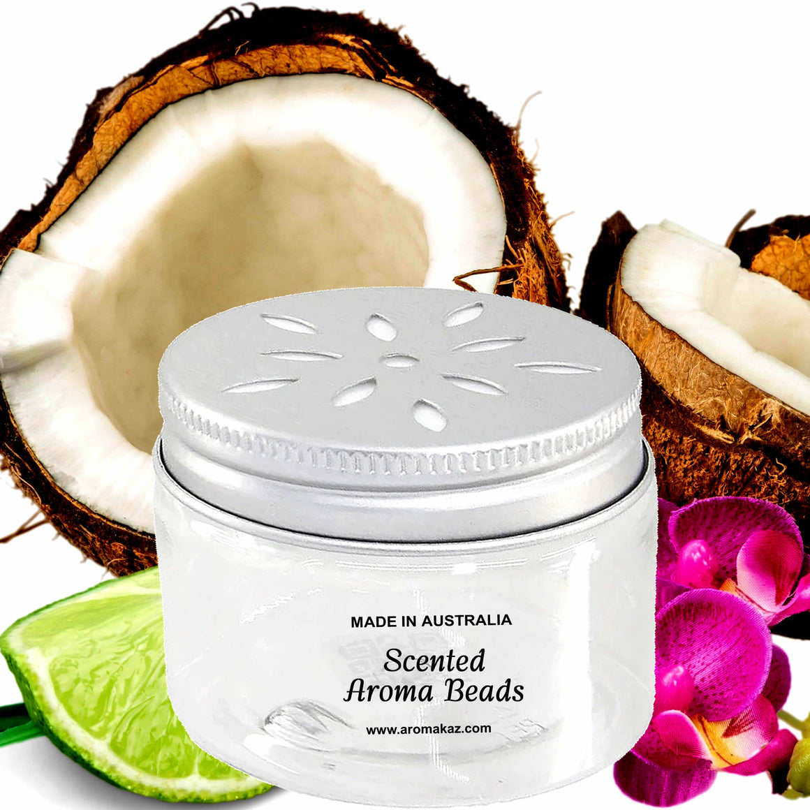 Coconut Lime Verbena Air Freshener Aroma Beads - Room, Car, Pantry, Pet Areas, Linen