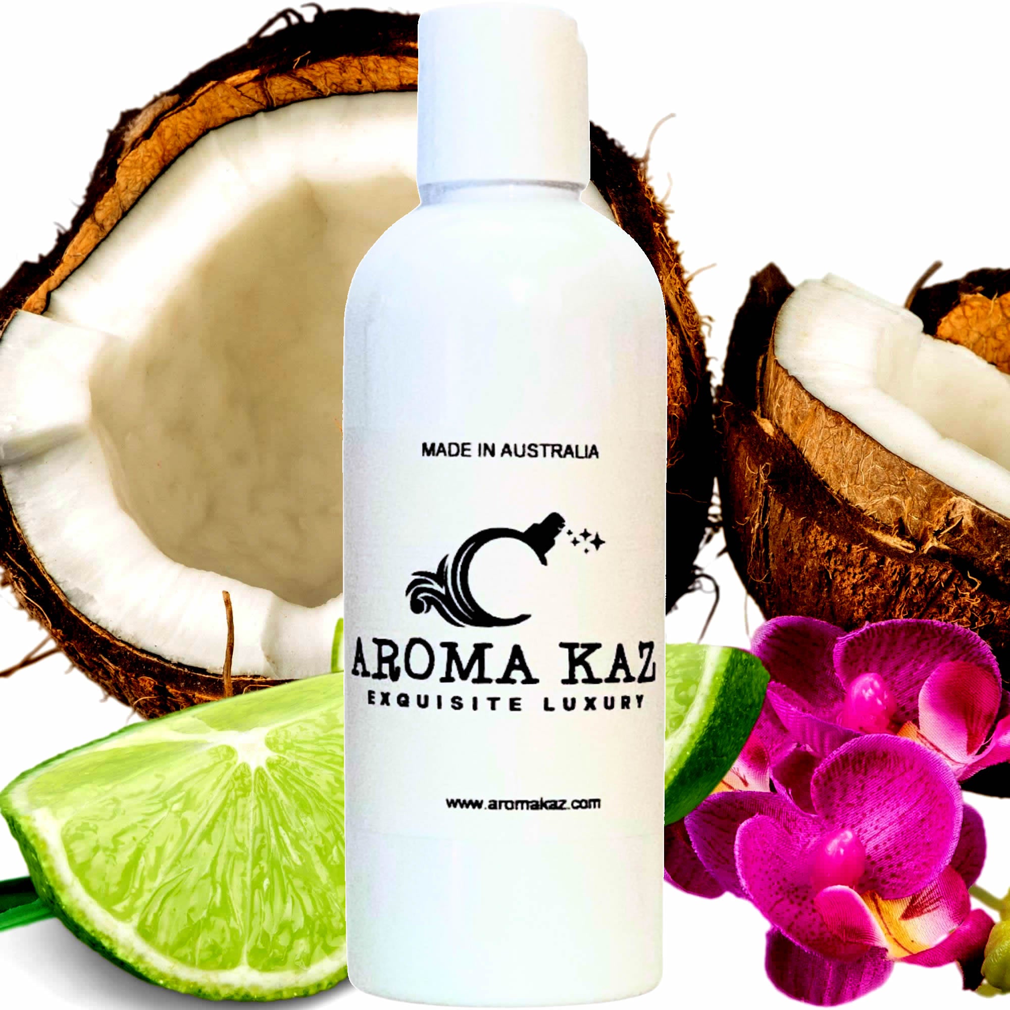 Coconut Lime Verbena Body Massage Oil – vegan, cruelty-free fresh citrus lemon and floral verbena with coconut, handmade in Australia.