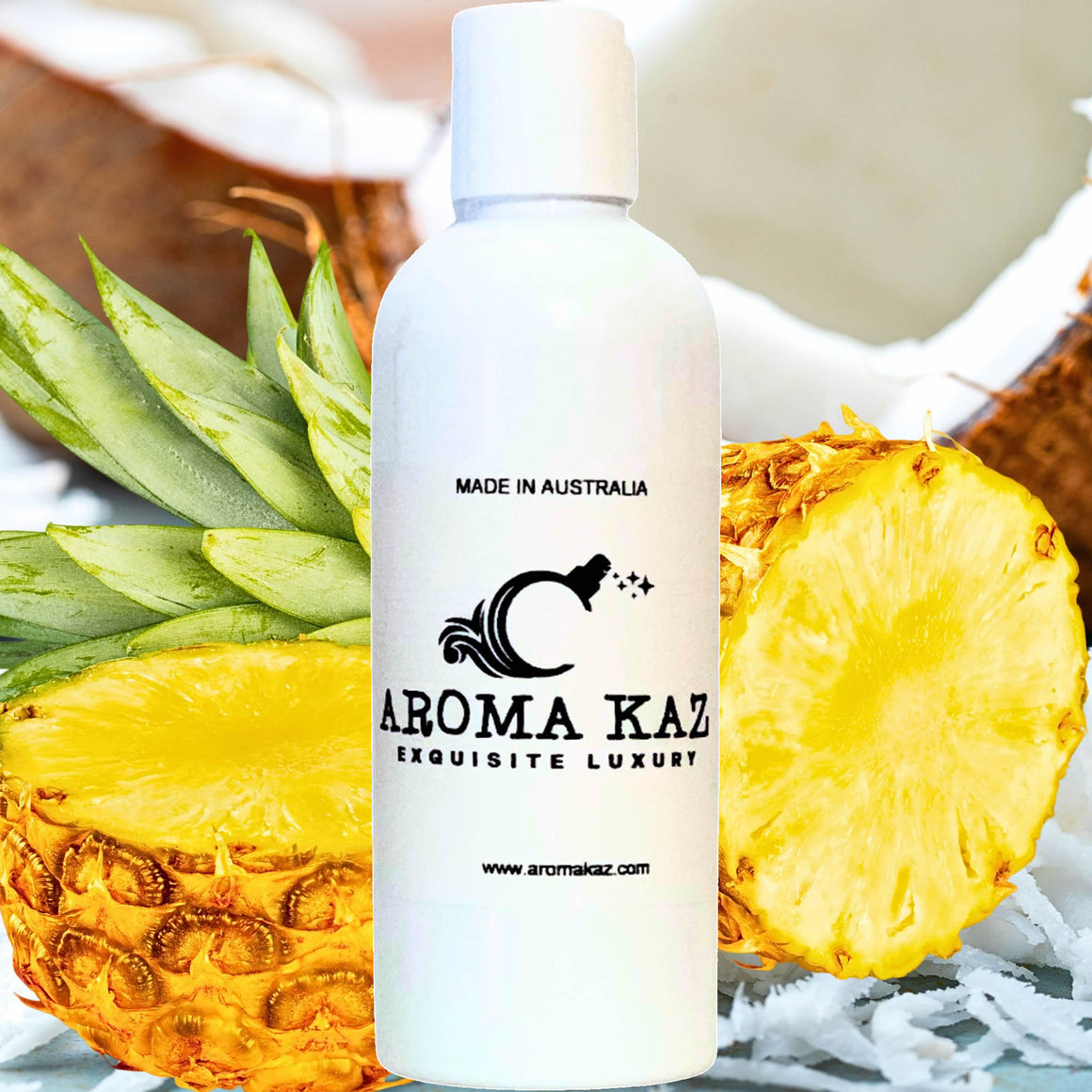 Coconut Pineapple Body Massage Oil – vegan, cruelty-free tropical coconut and juicy pineapple, handmade in Australia.
