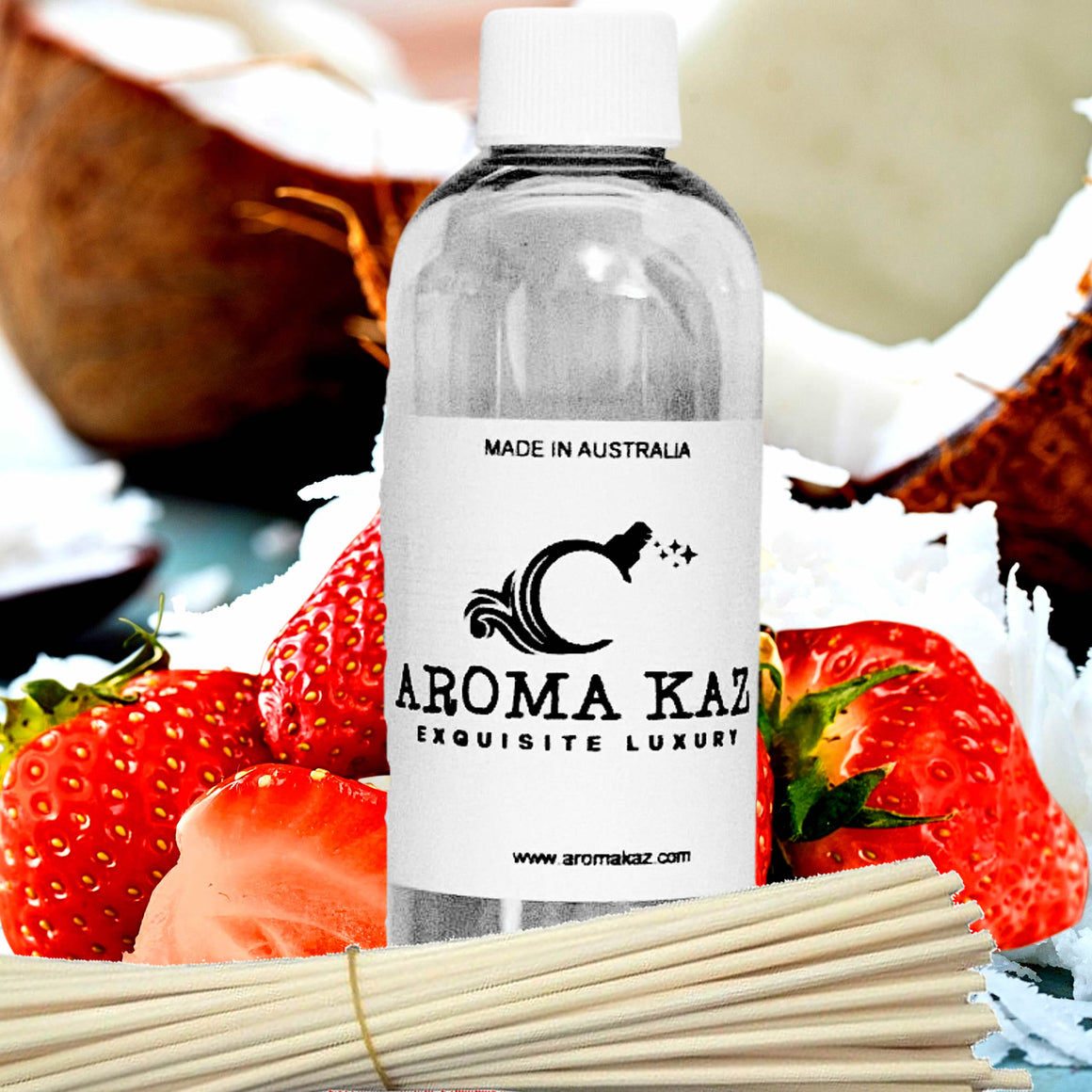 Coconut Strawberry Diffuser Fragrance Oil with Reeds – Vegan Cruelty-Free Home Aroma