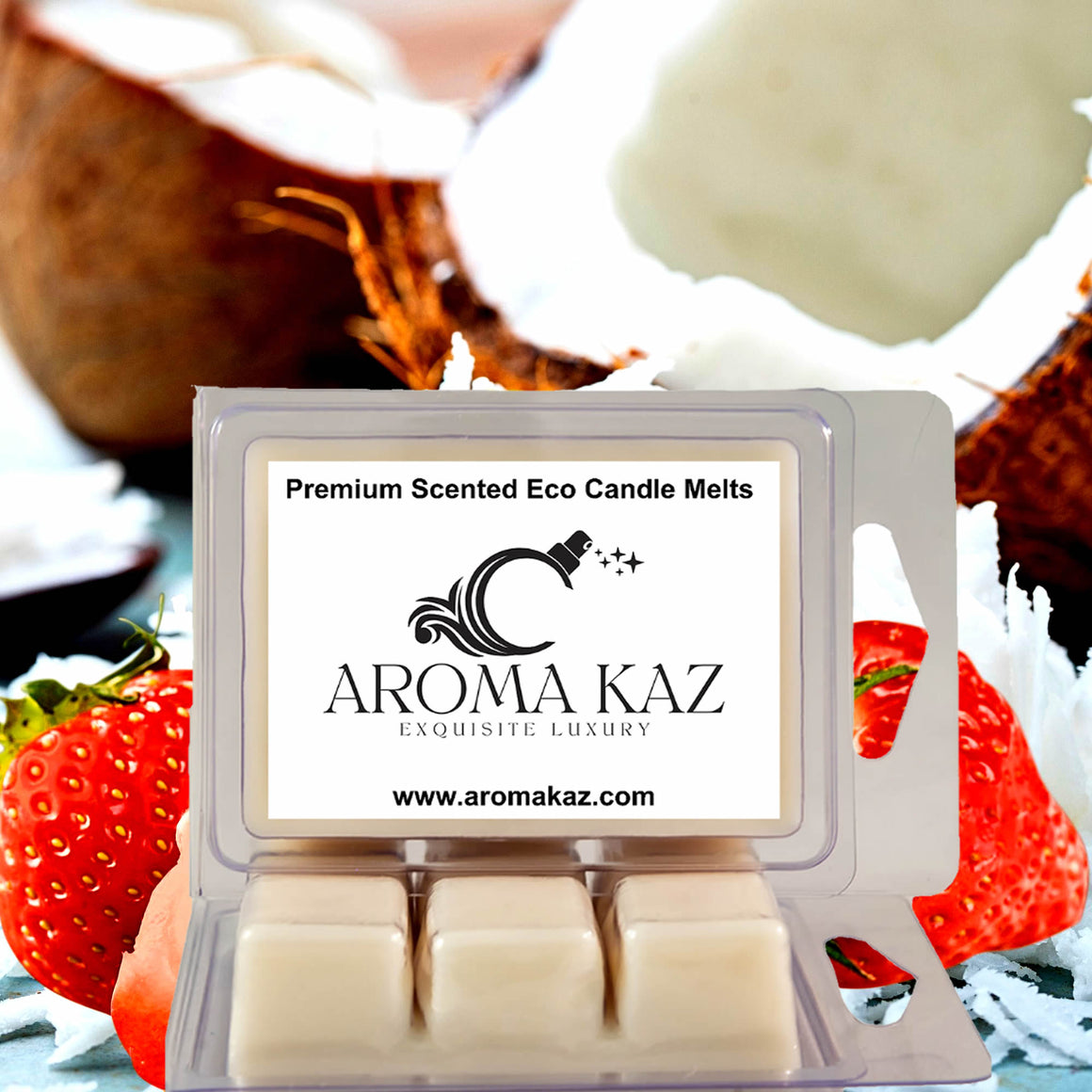 Coconut Strawberry eco soy wax melts – vegan, cruelty-free featuring coconut with sweet strawberries, handmade in Australia.