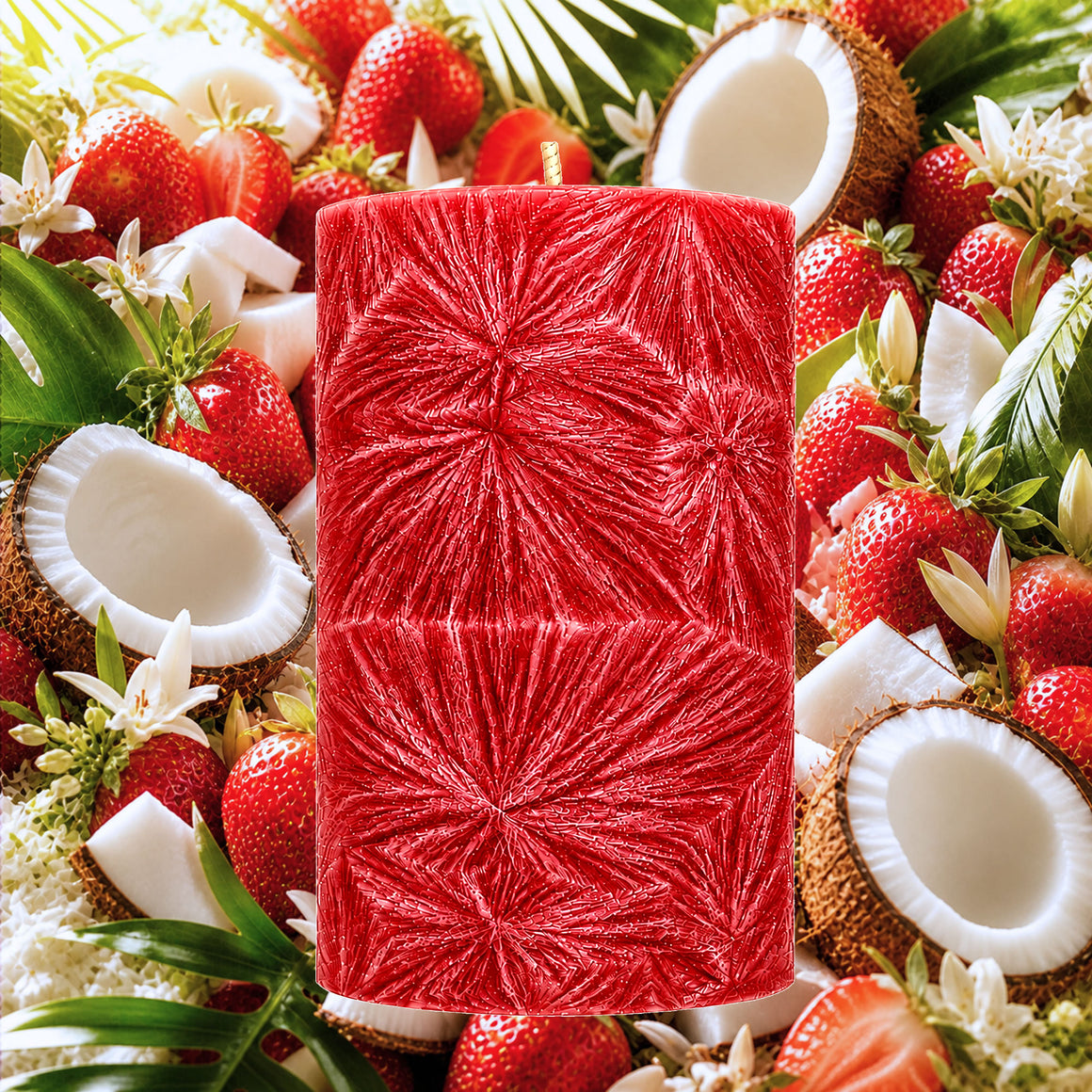 Coconut Strawberry Pillar Candle