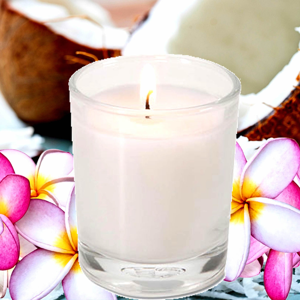 Coconut Frangipani Eco Soy Votive Candles – Clean Burn, Plant-Based, Vegan & Pet Safe