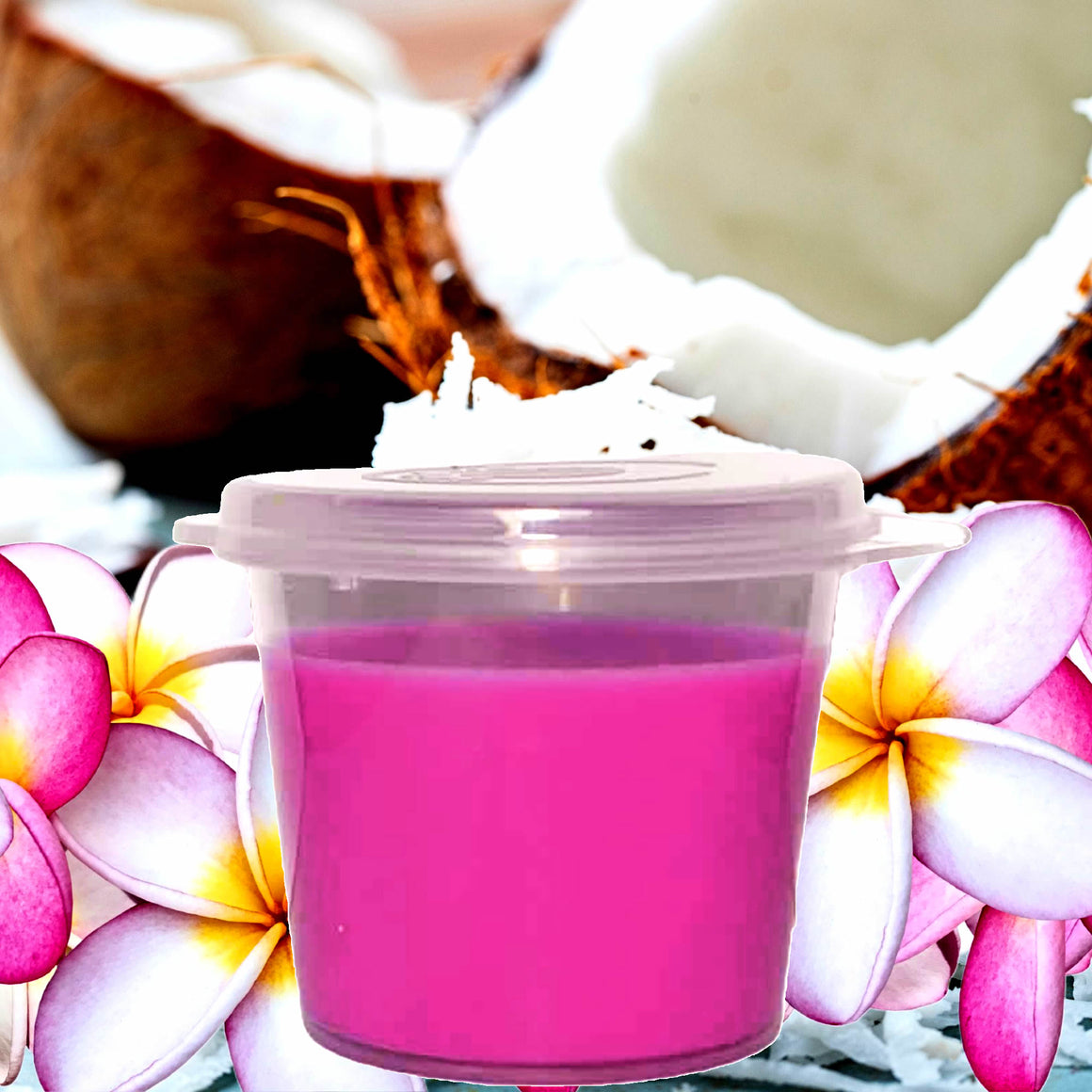 Coconut Frangipani Soy Candle Melt Shot Pots – Plant-Based, Vegan, Cruelty-Free, Hand-Poured